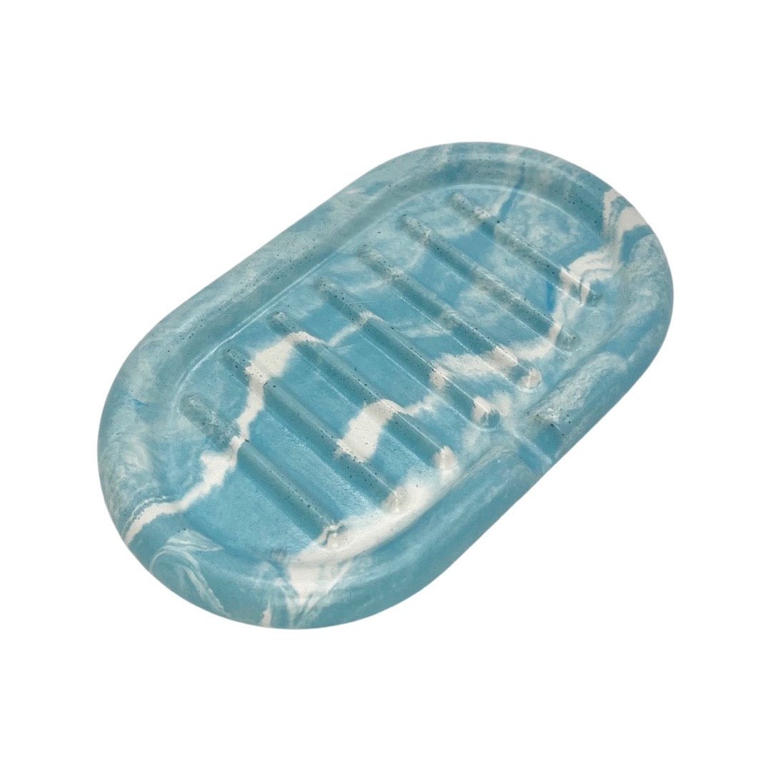 Concrete Soap Dish in Marbled Bright Blue. Love Nene Cement Soap Dishes.