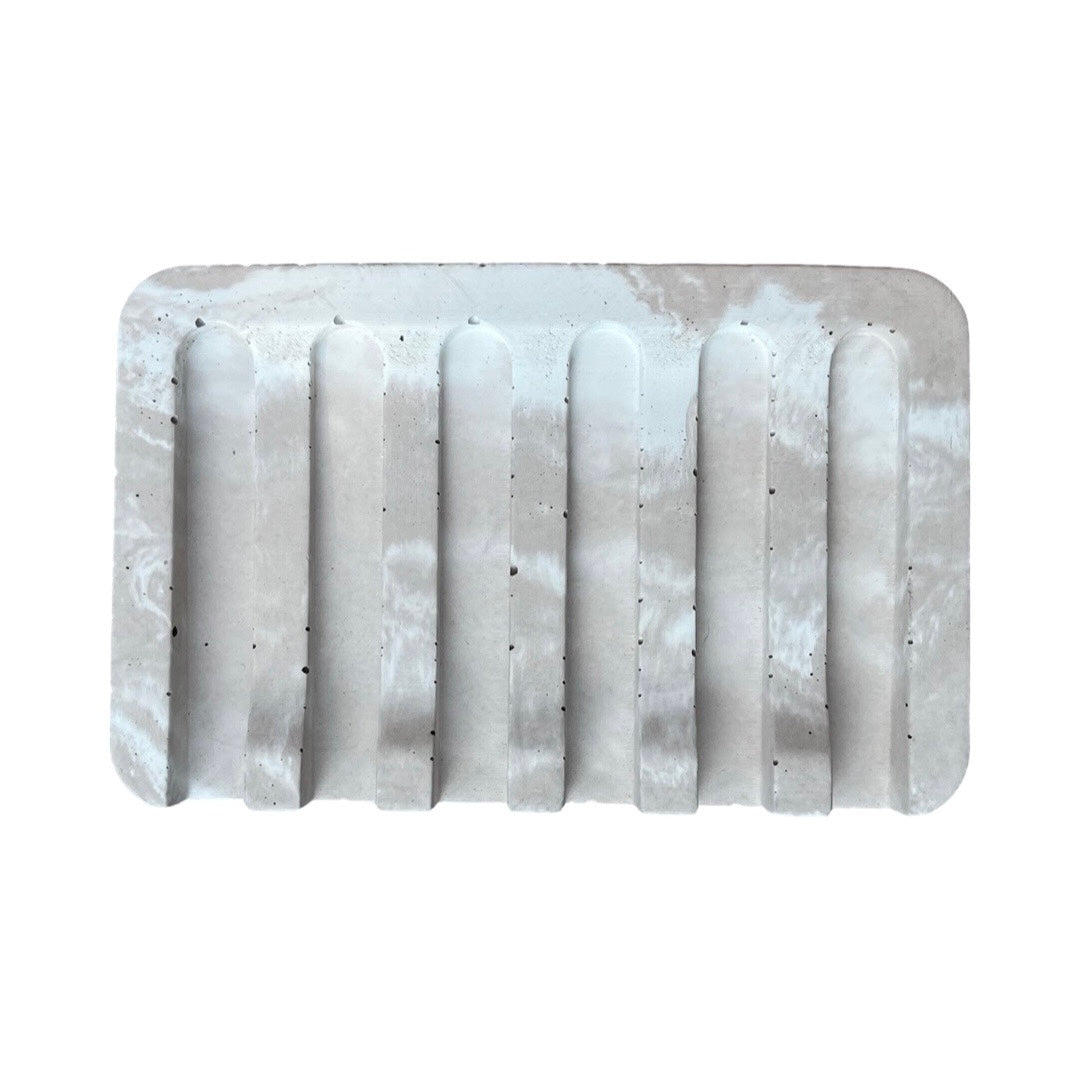 Concrete Soap Dish with Angled Drainage in grey
