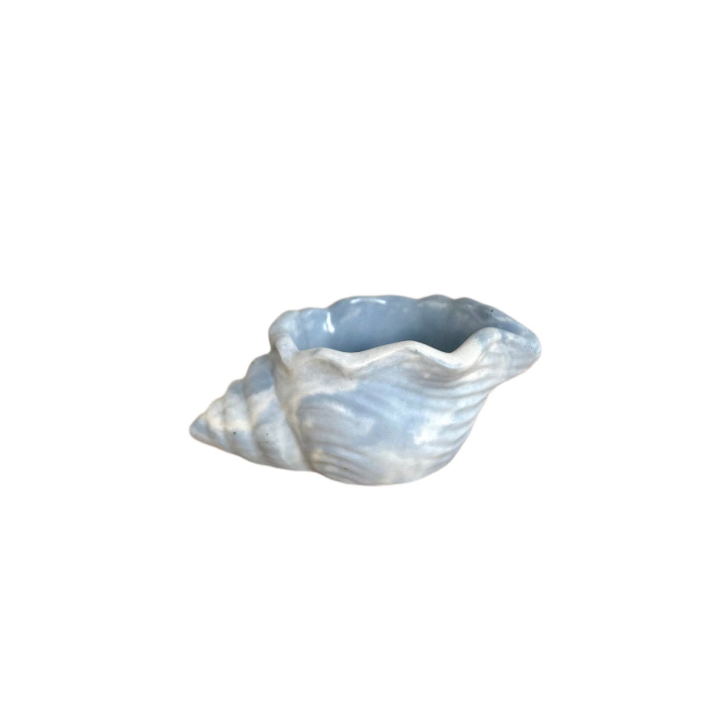 Concrete shell vessel in marbled ice blue Love Nene shell vessels.