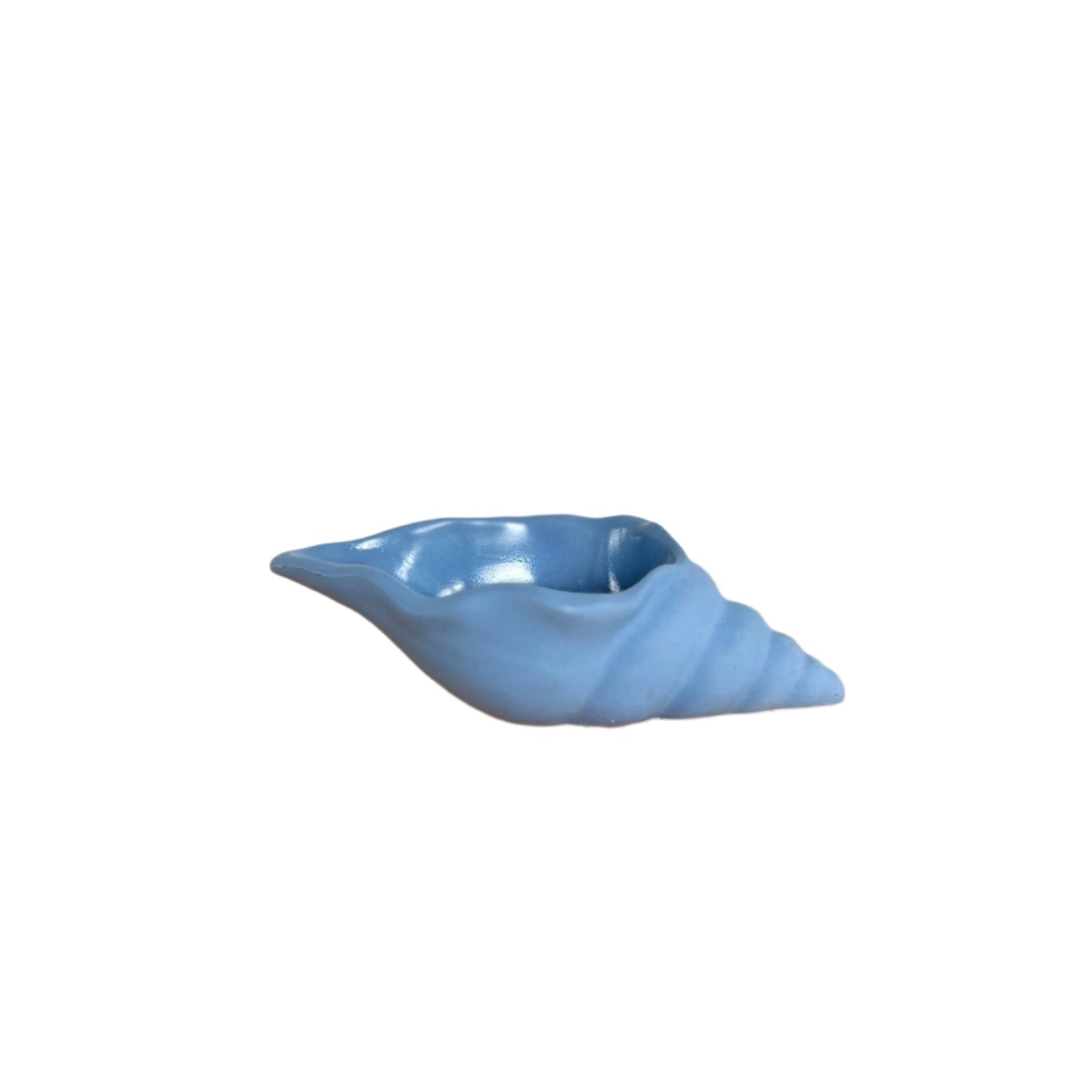 Concrete shell vessel in solid Provence blue. Love Nene shell vessels.