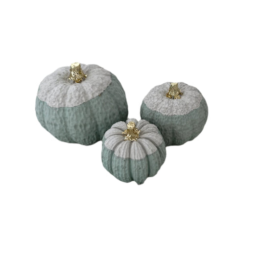 Halloween Set of Pumpkins in Cream and Light Green. Love Nene Fall Decor.