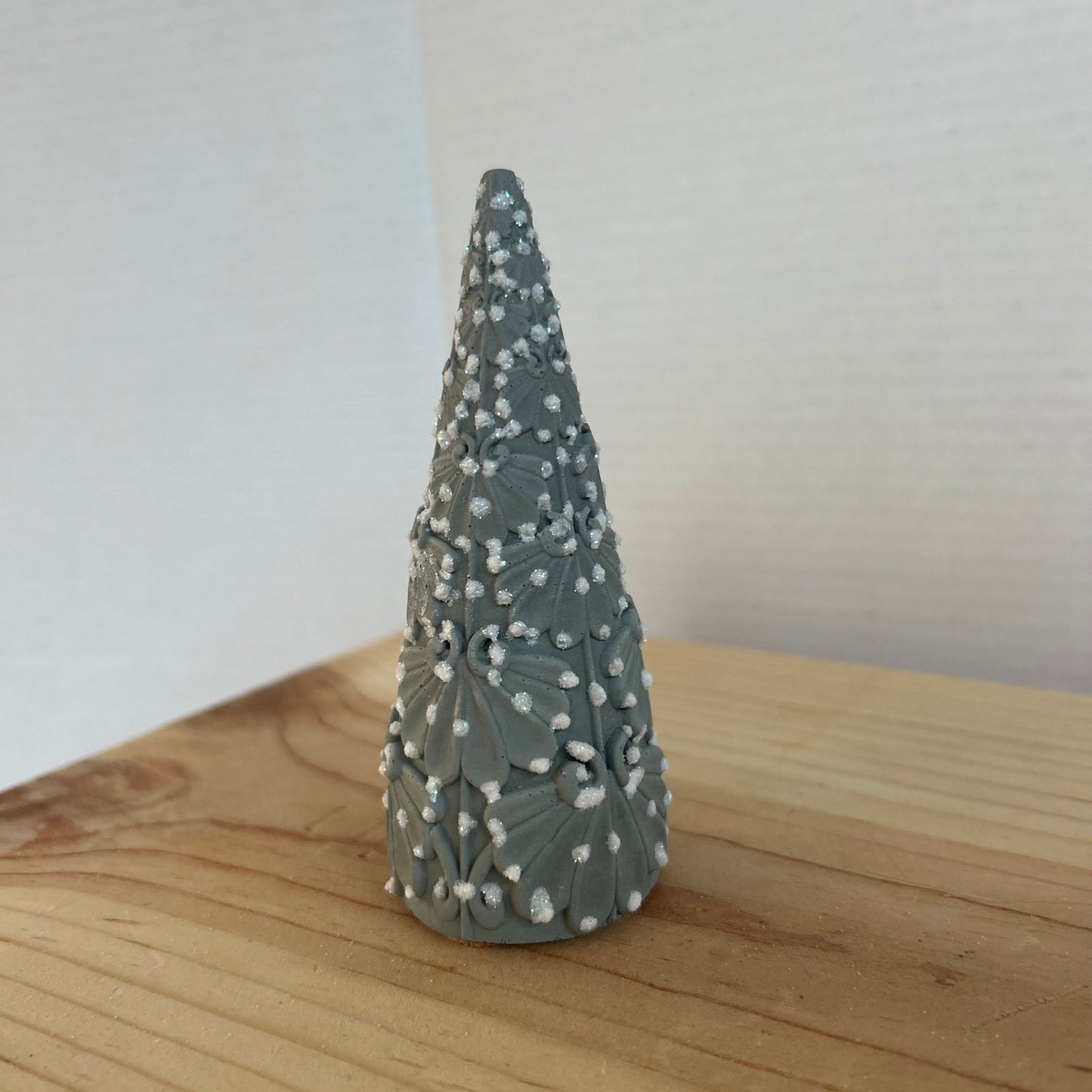 Juniper Christmas Cement Tree in sage green. Love Nene Concrete trees.