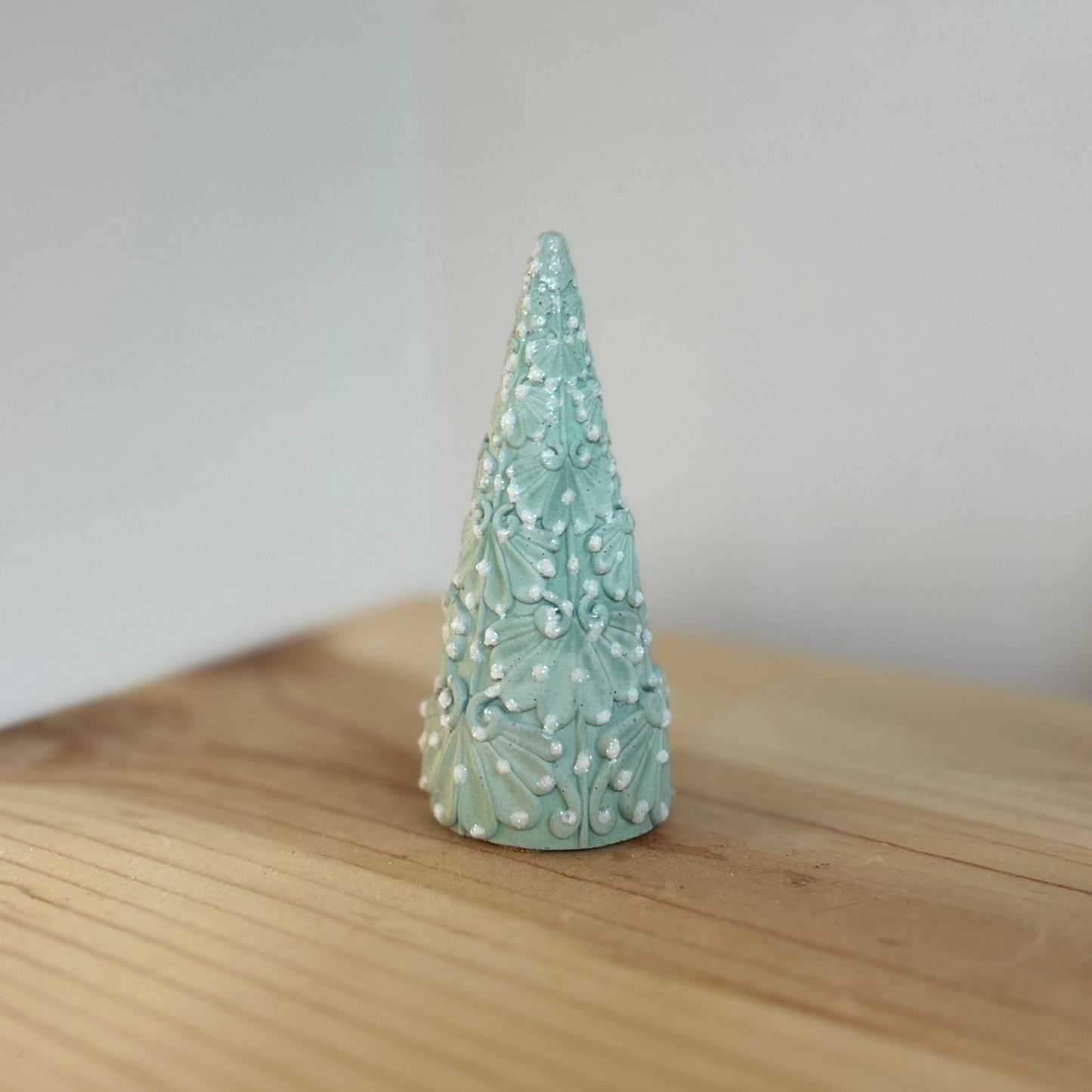 Juniper Christmas Cement Tree in light green. Love Nene Concrete trees.