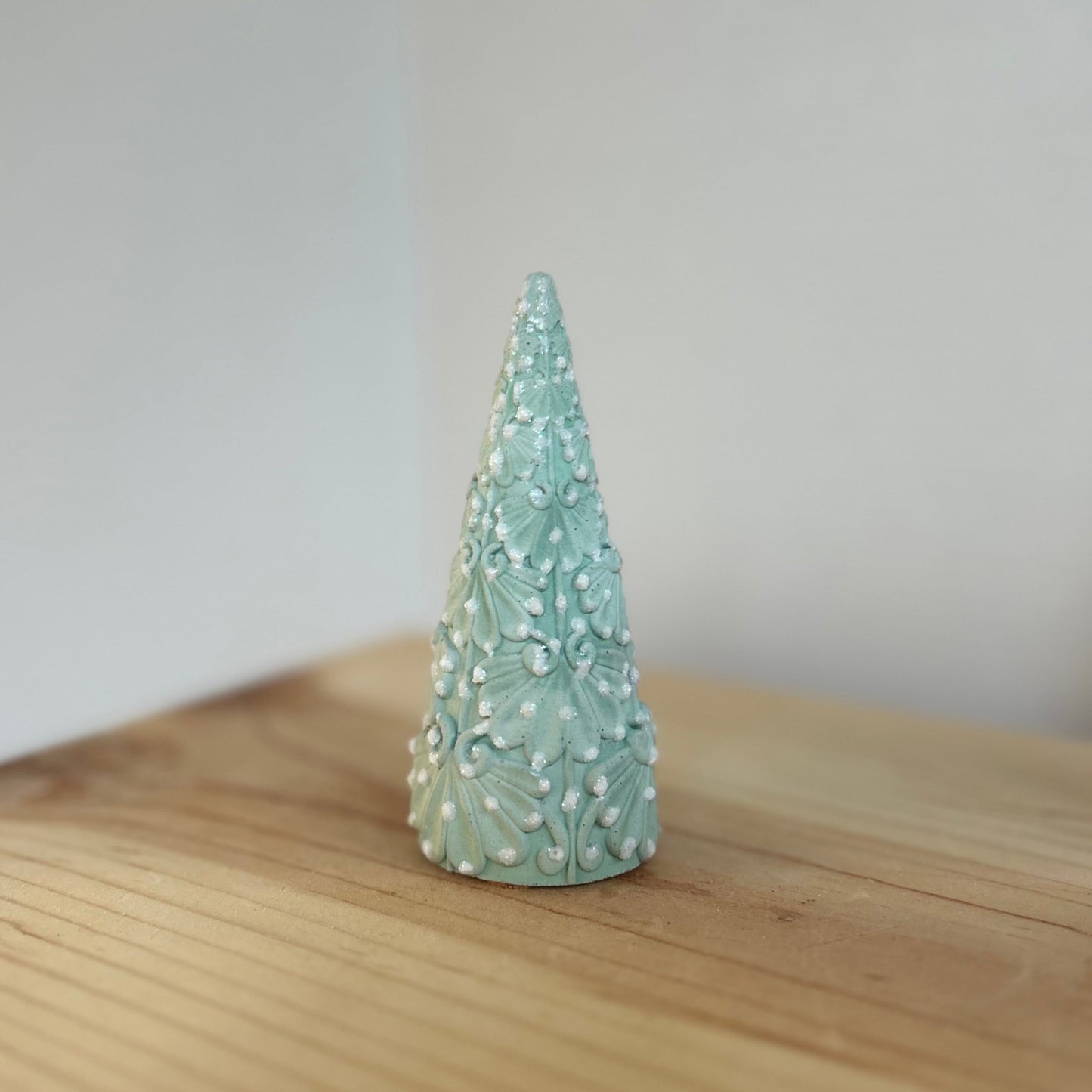 Juniper Christmas Cement Tree in light green. Love Nene Concrete trees.