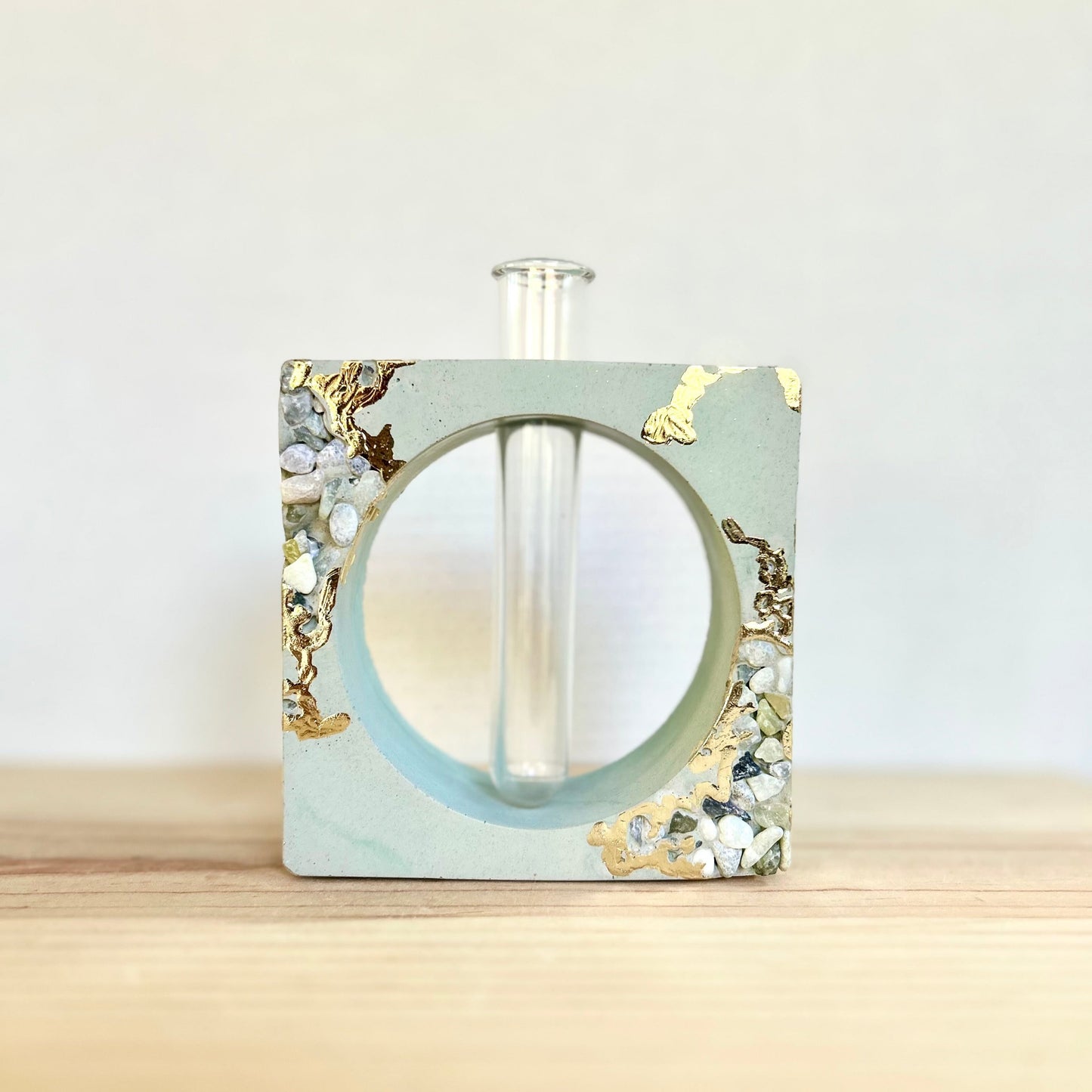 Square Propagation Station in light green marbled with Gold and Stone details.