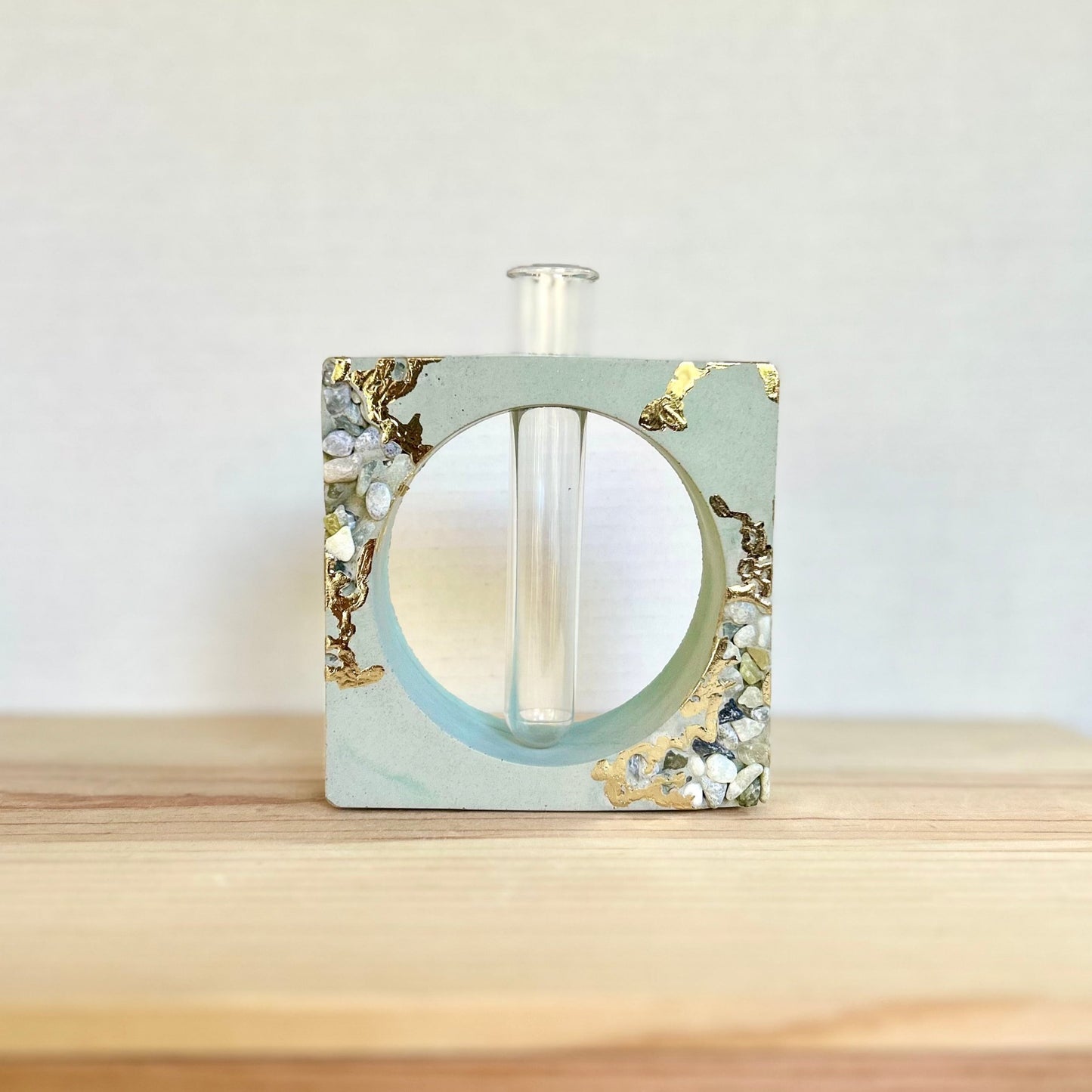Square Propagation Station in light green with gold and stone details.