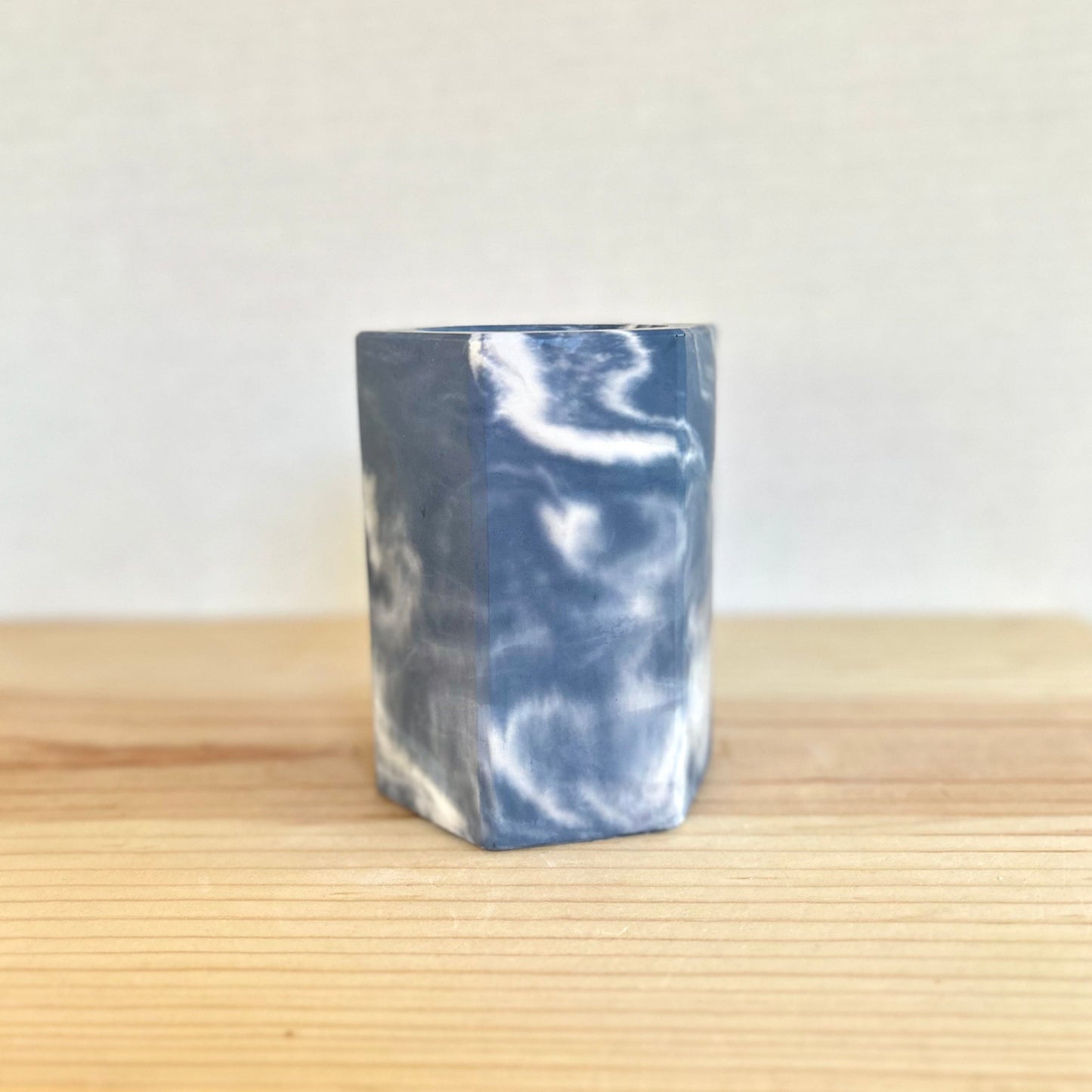 Concrete holder in marbled dark blue. Love Nene concrete pencil holder, pen holder, office organizer, etc.