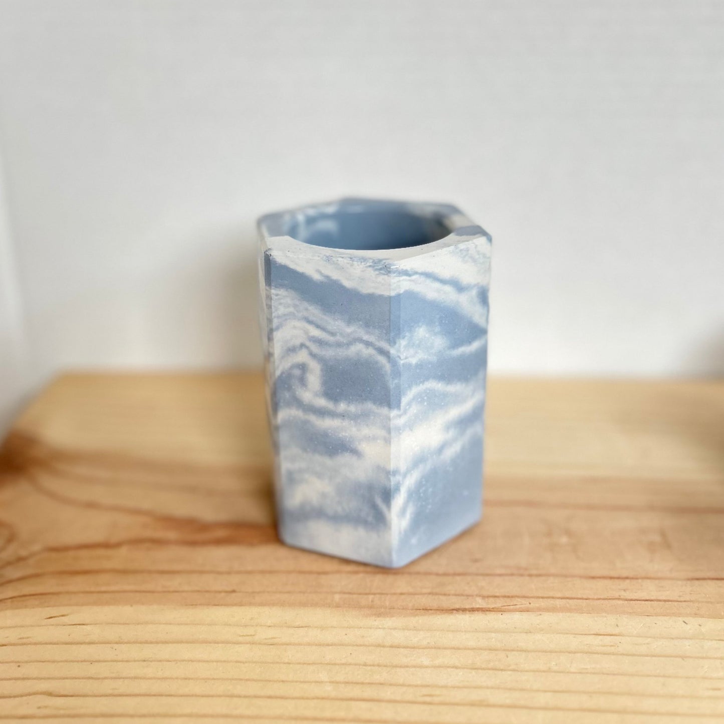 Concrete holder in marbled ice blue. Love Nene concrete pencil holder, pen holder, office organizer, etc.