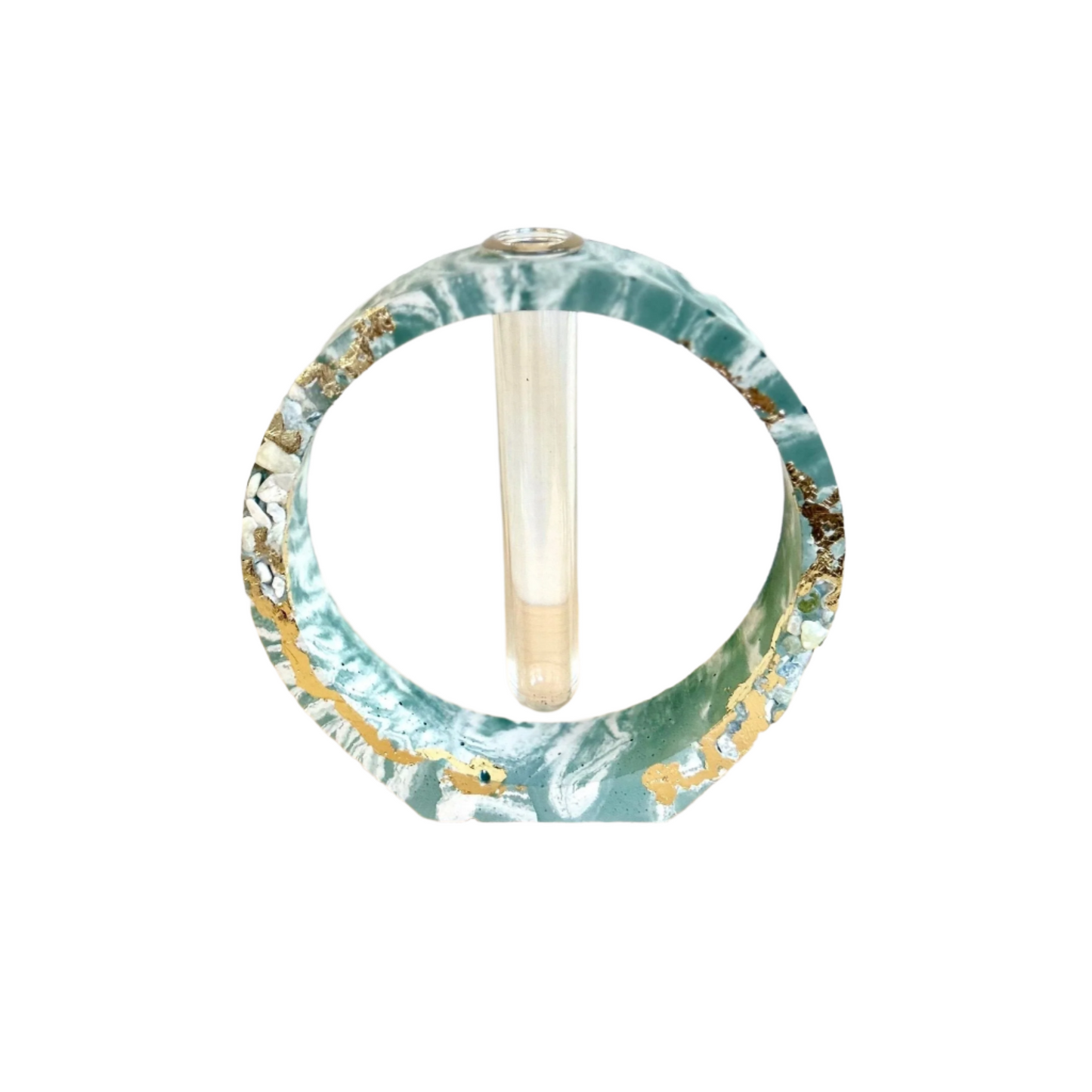 Round Propagation Station in marbled green with stone & gold details.
