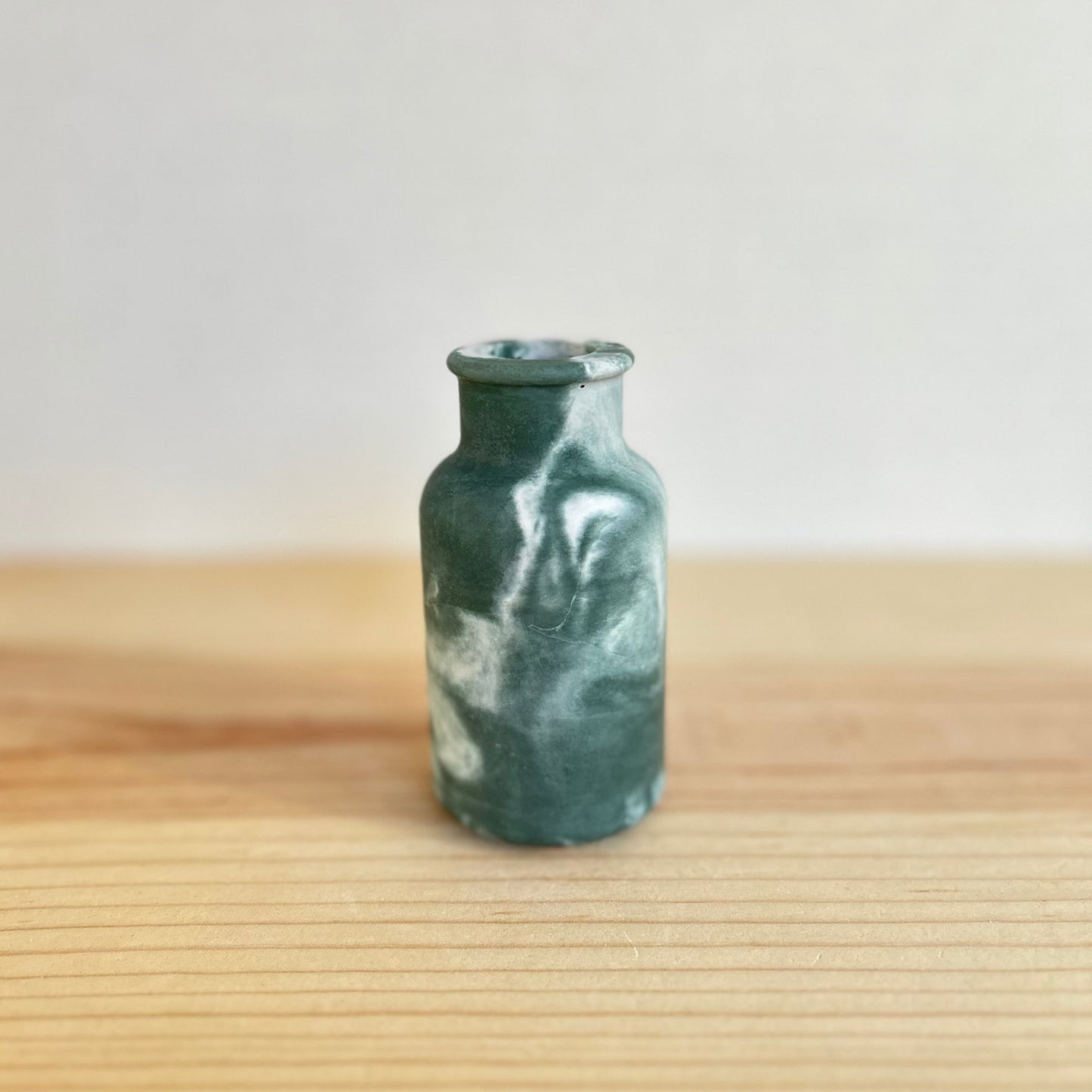 Small Concrete Smooth Vase in marbled hunter green. Love Nene Cement Vases.