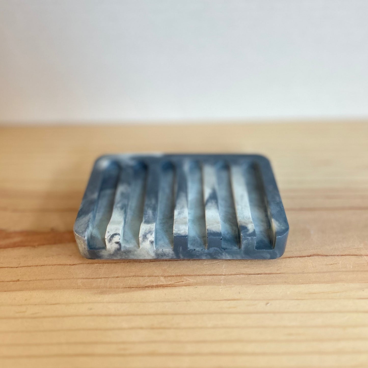 Concrete Soap Dish with Angled Drainage in dark blue. Sponge holders and soap dishes by Love Nene.