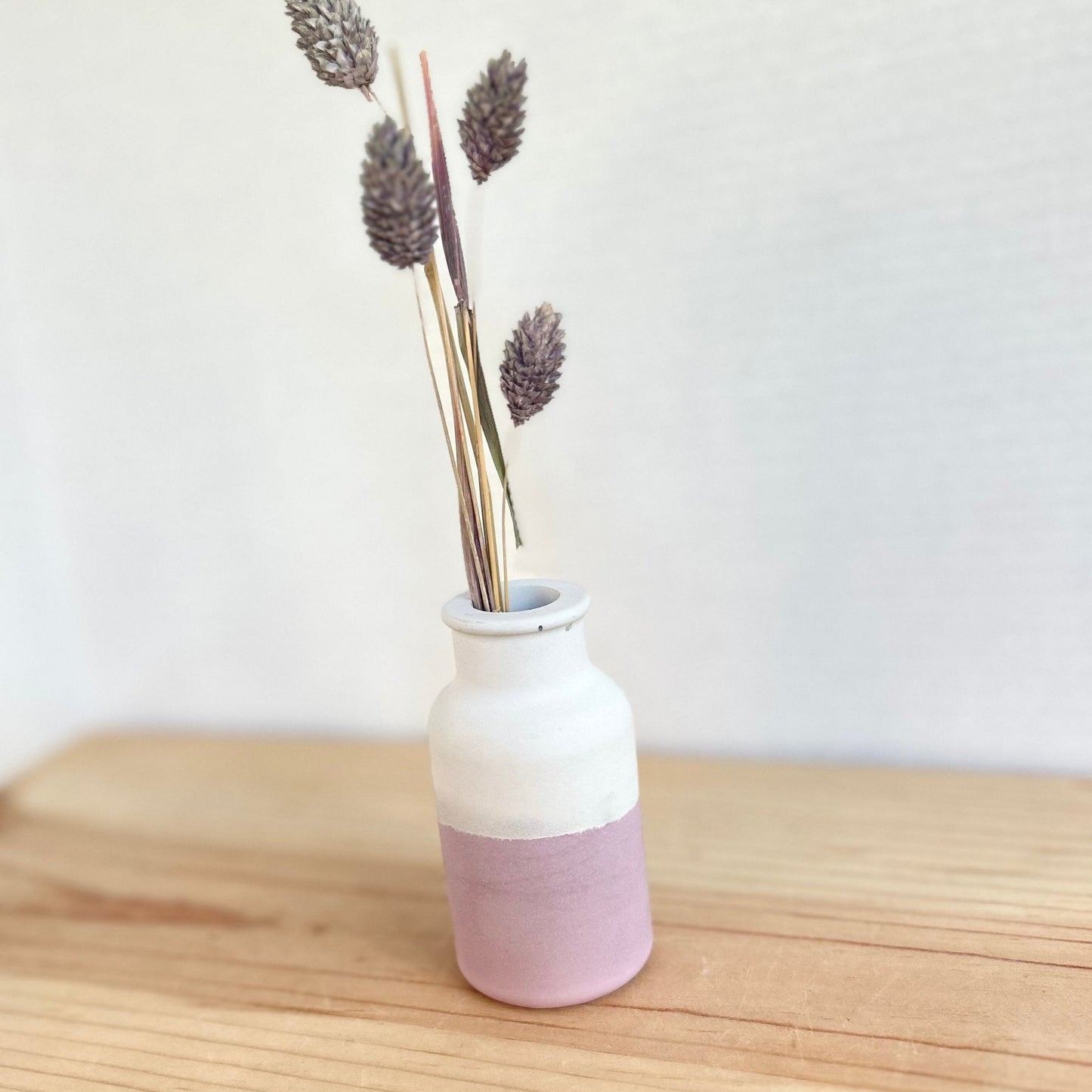 Small Concrete Smooth Vase in layered pink and cream. Love Nene Cement Vases.