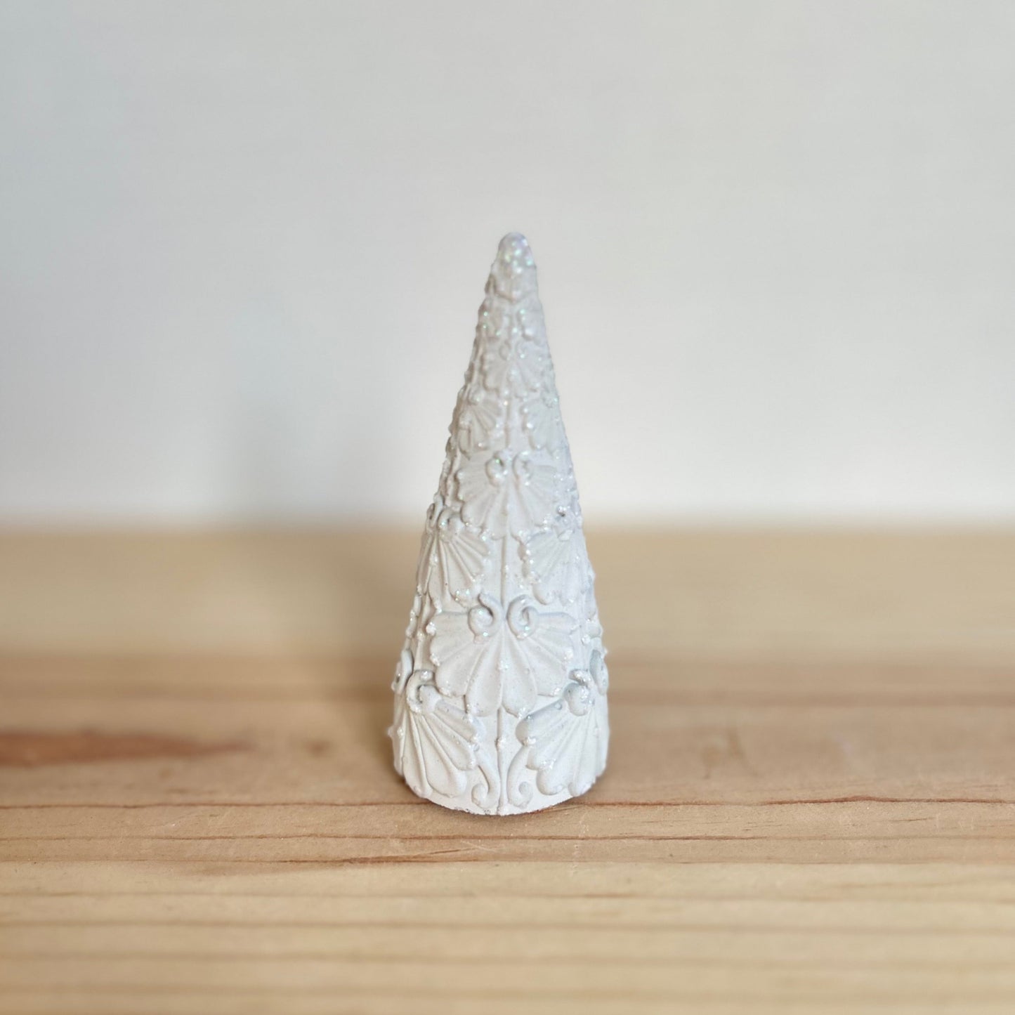 Juniper Christmas Cement Tree in cream. Love Nene Concrete trees.