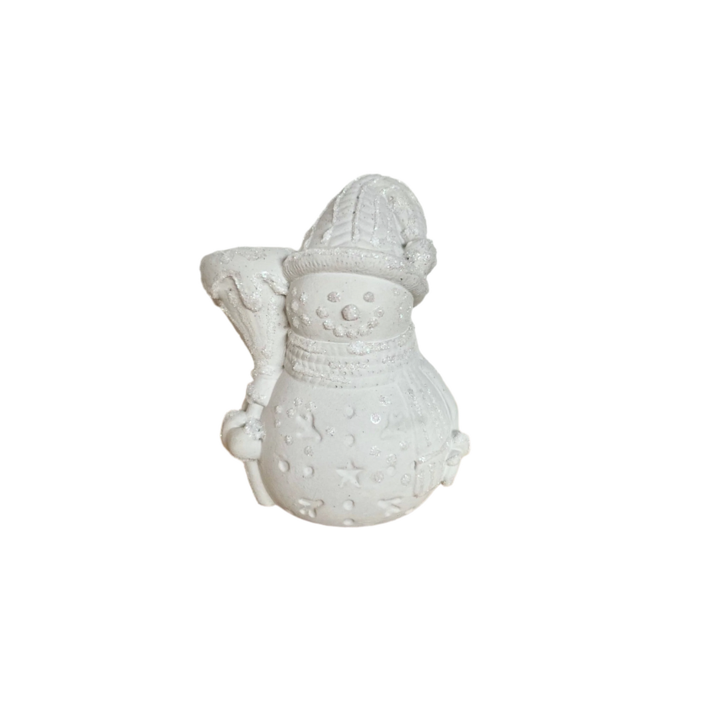 Cement Frosty Snowman Figurine in cream. Love Nene Concrete Snowmen & Christmas decor.
