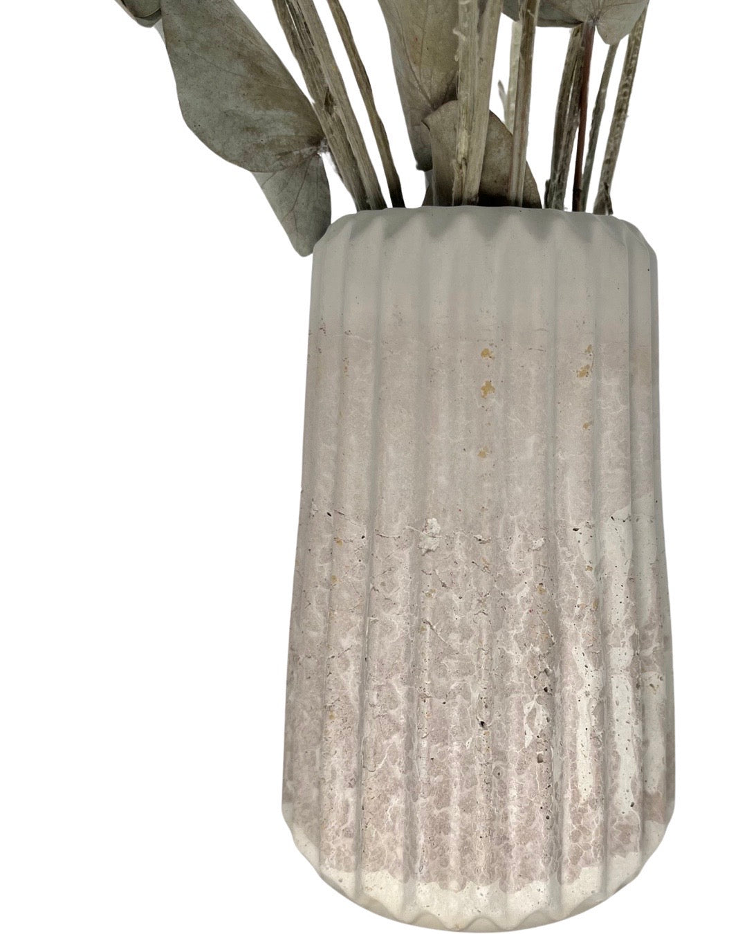 Layered Striped Cement Vase