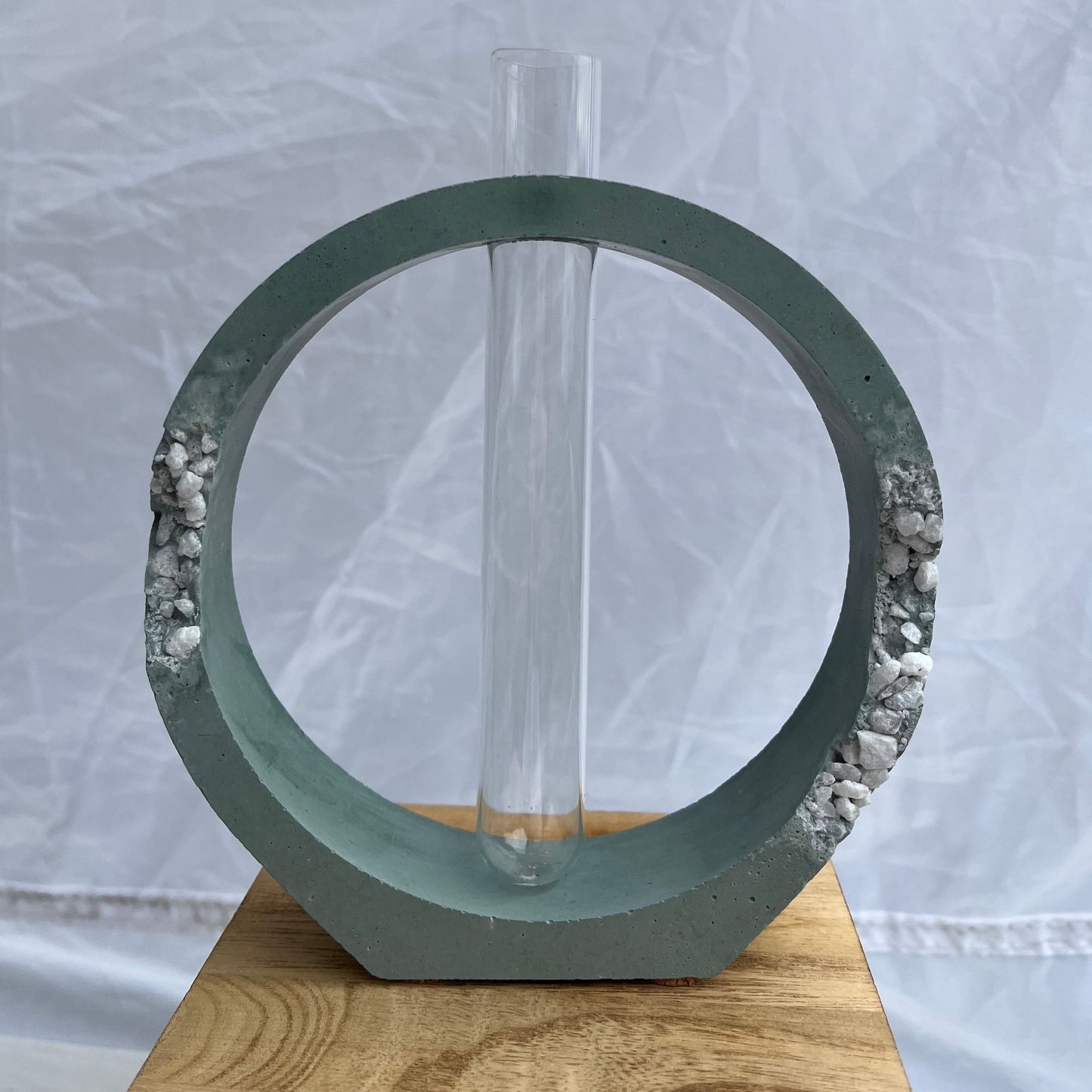 Round Propagation Station in Sage Green with Stone Details.