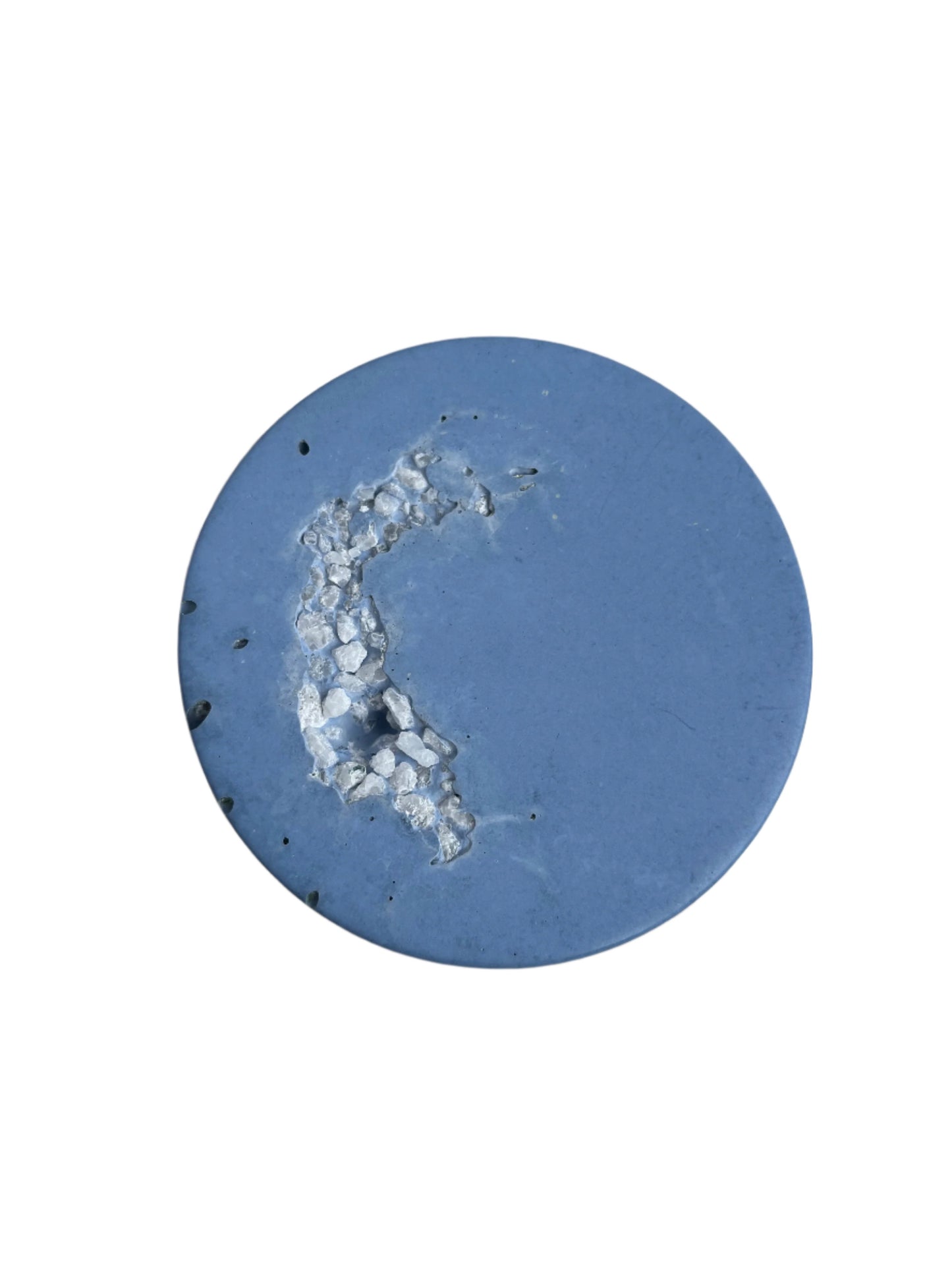 Concrete smooth jar with lid including stone details in Provence blue.