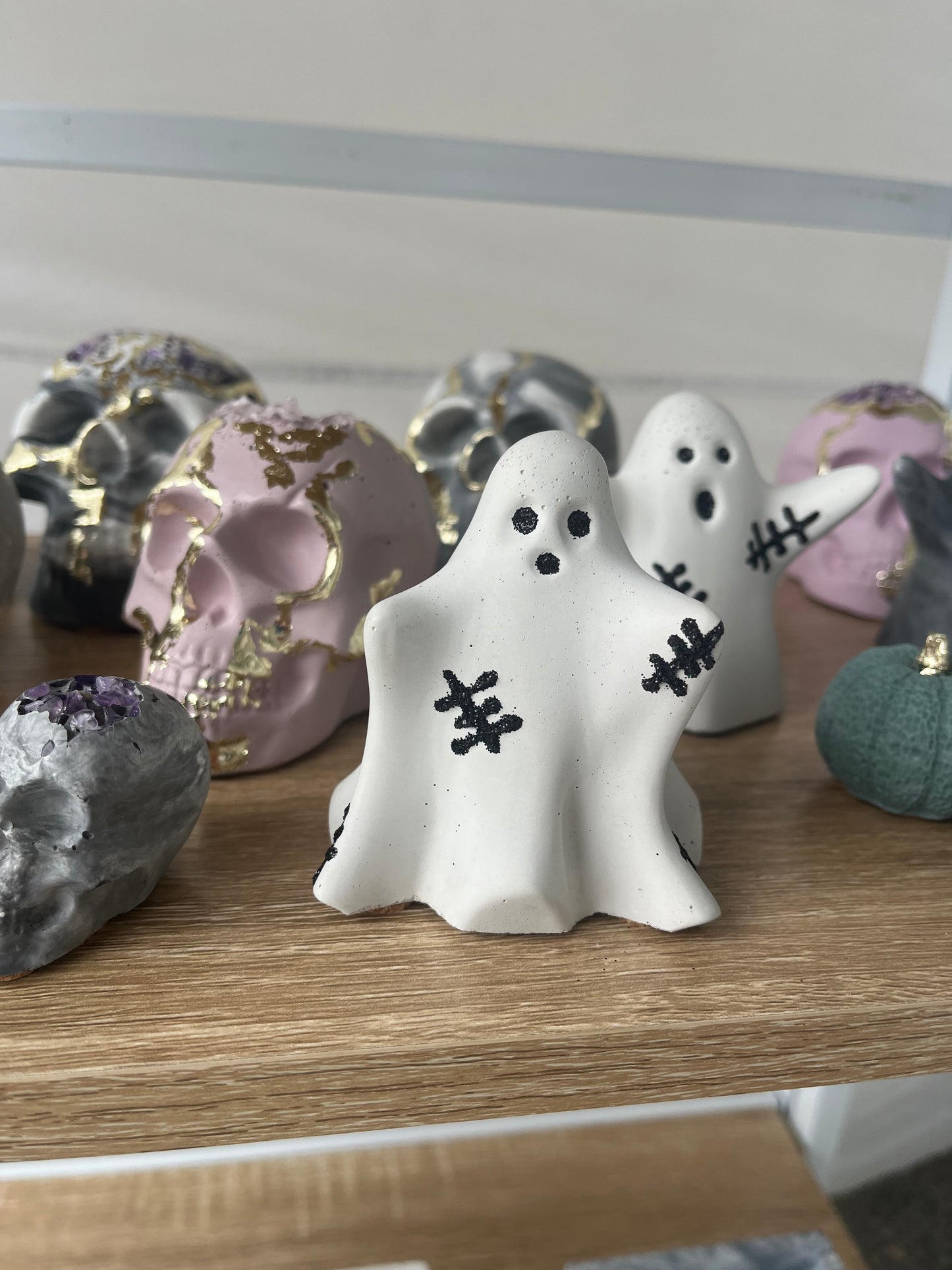 Halloween Sheet Ghost Figurine with Stitches