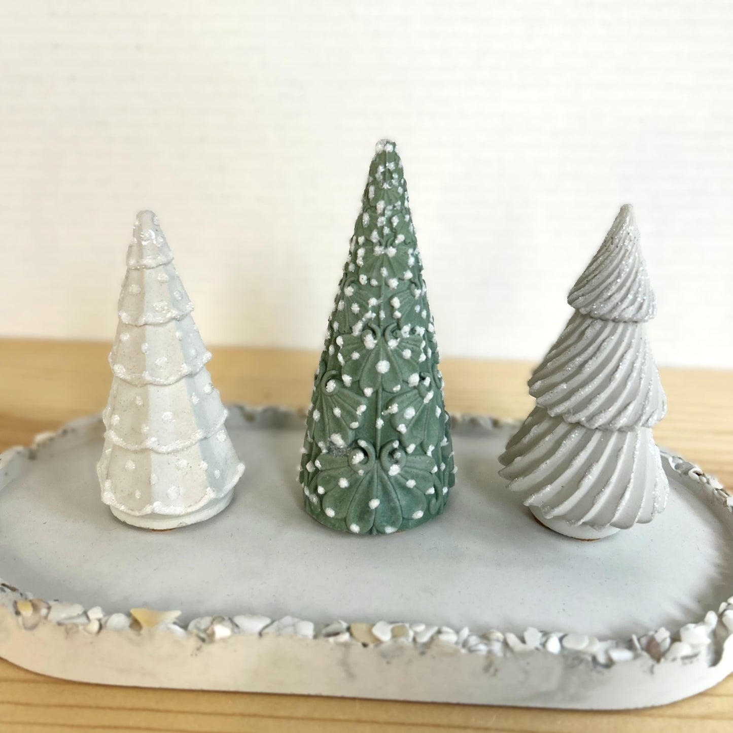 Juniper Christmas Cement Tree in hunter green. Love Nene Concrete trees.