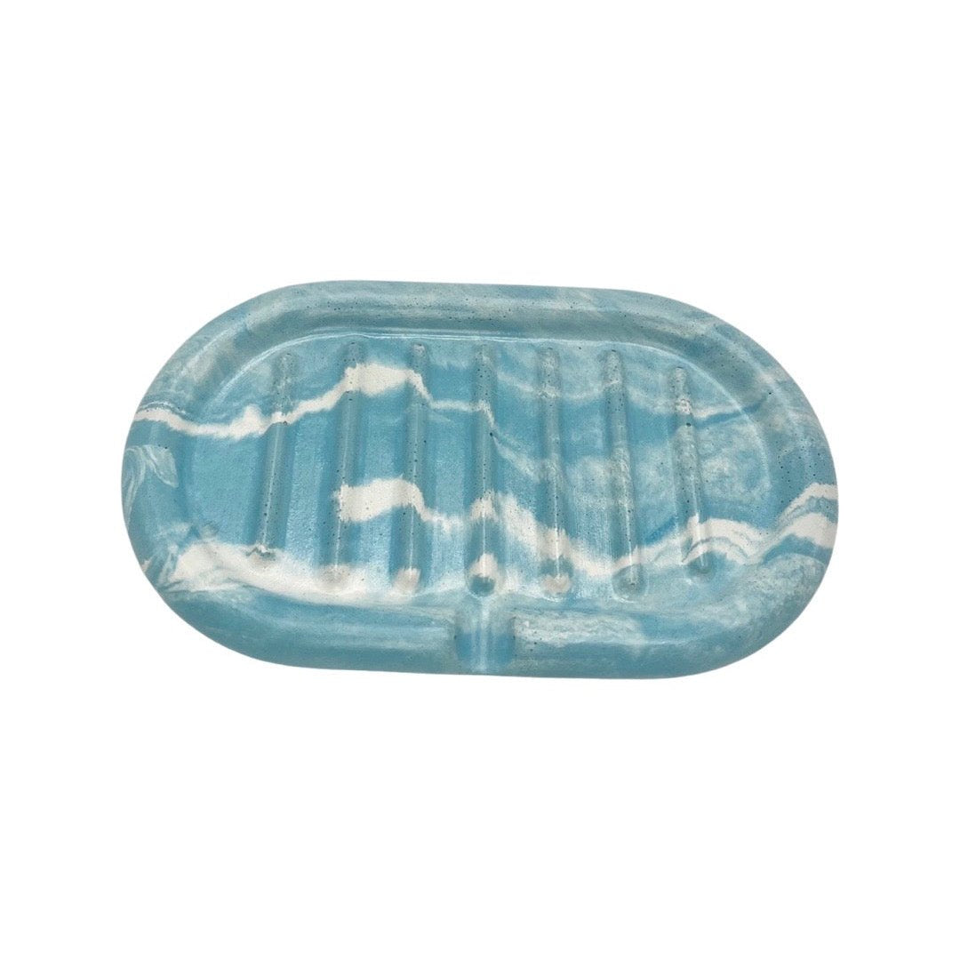 Concrete Soap Dish in Marbled Bright Blue. Love Nene Cement Soap Dishes.