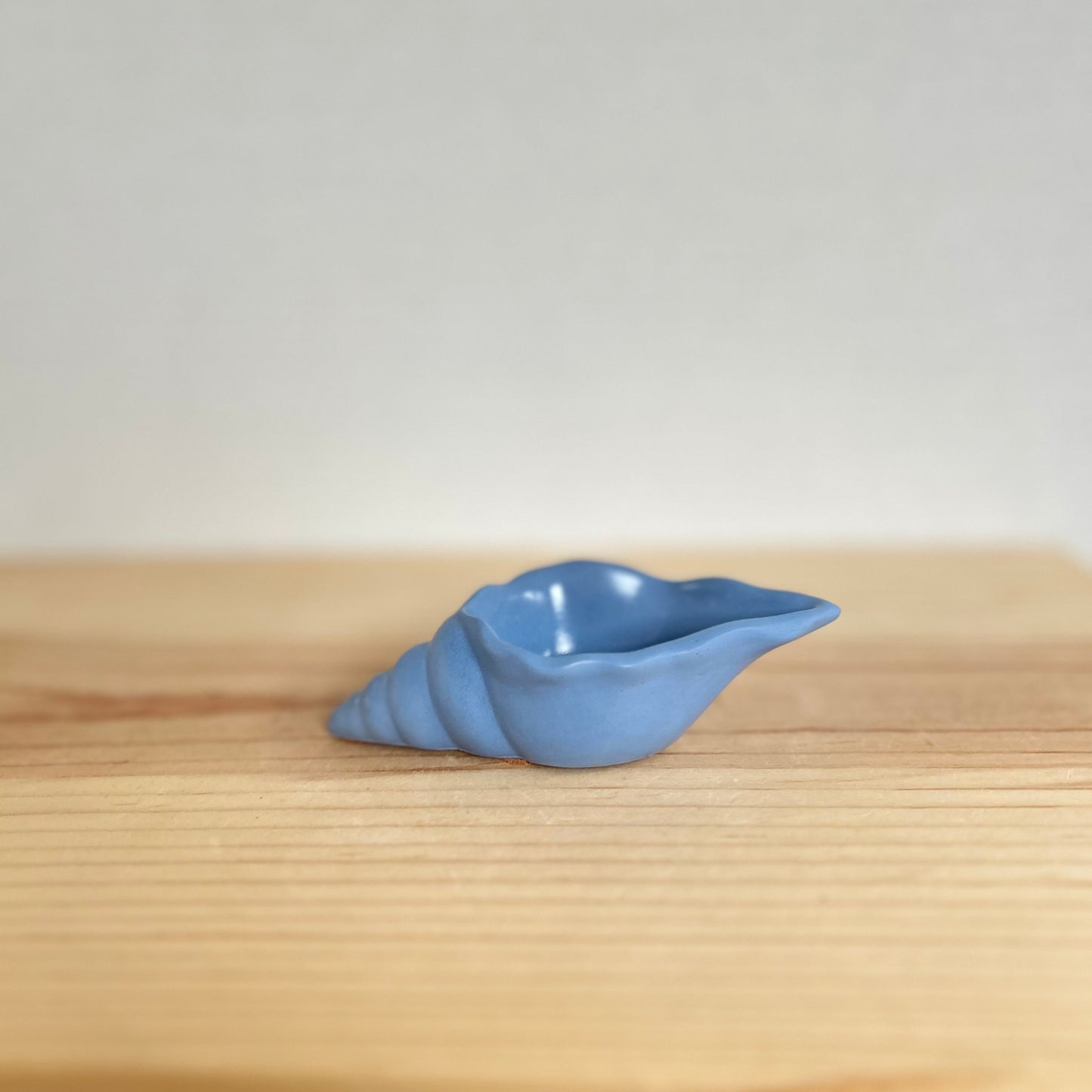 Concrete shell vessel in solid Provence blue. Love Nene shell vessels.
