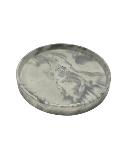 Cement Round Tray in grey and white marbled design by Love Nene.