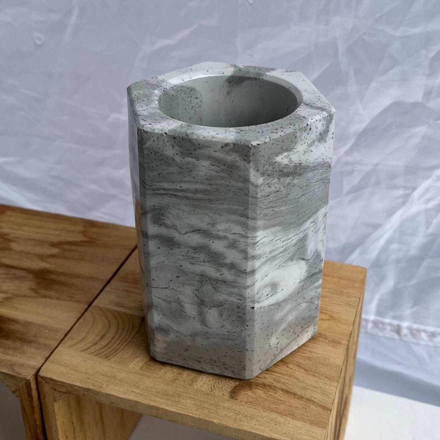 Concrete Jar or vase in grey and white marbled. Love Nene Cement Jars.