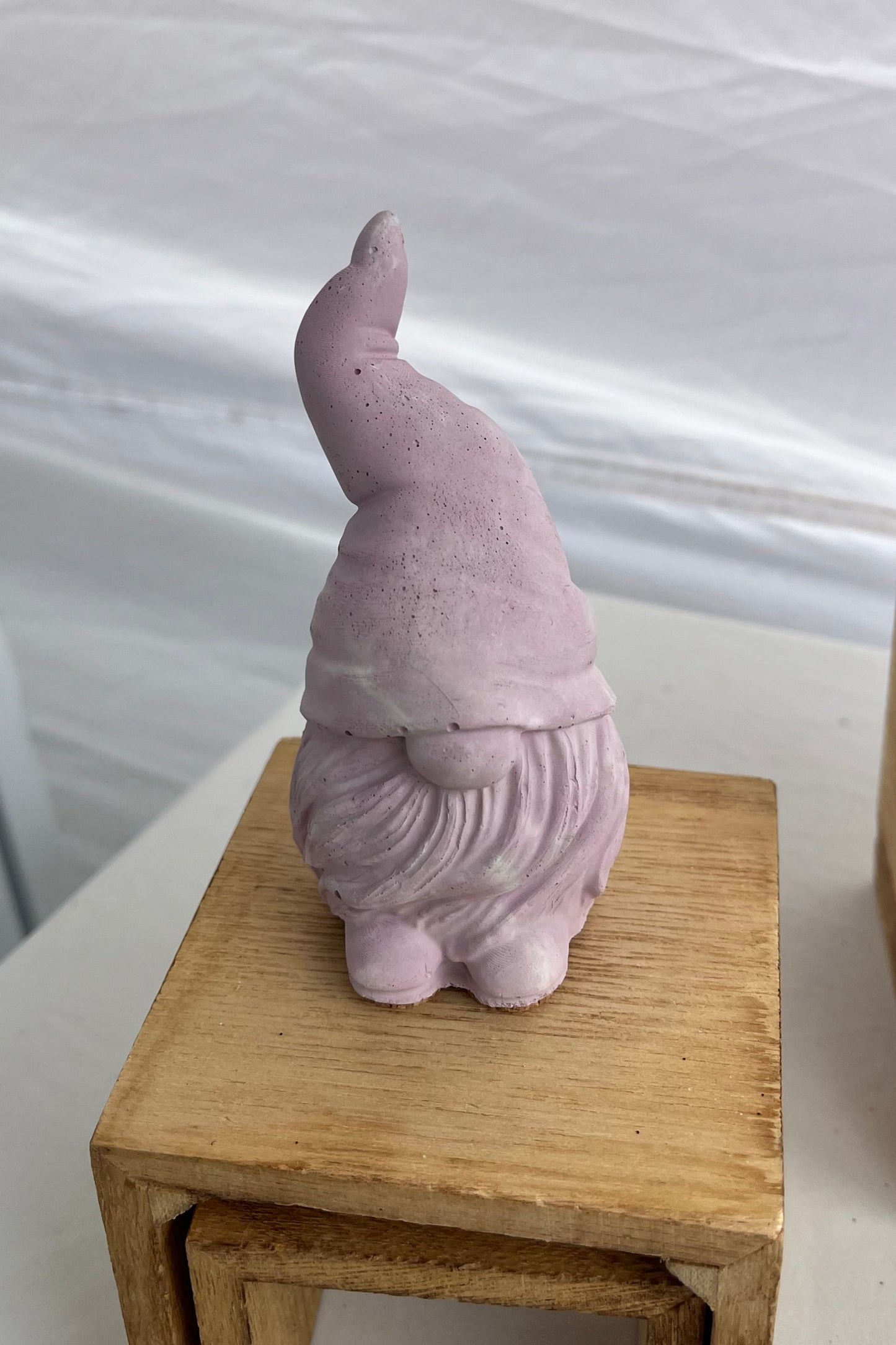 Gnome Figurine in pink and white marbled. 