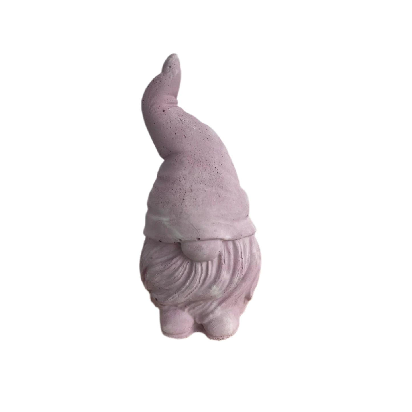 Small Cement Gnome Figurine in pink and white marbled. 