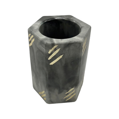 Grey Concrete Hexagon Holder with Gold Foil Details