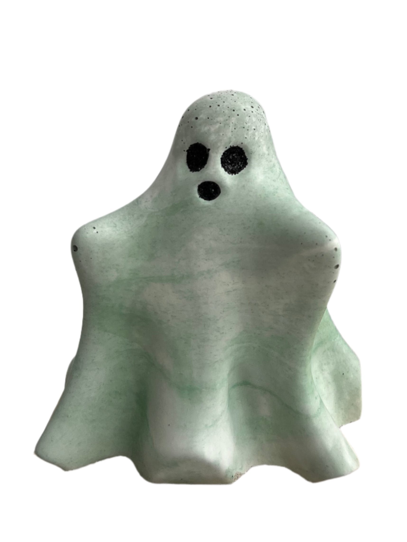 Halloween ghost figurine green and white marbled. Love Nene Halloween decor.