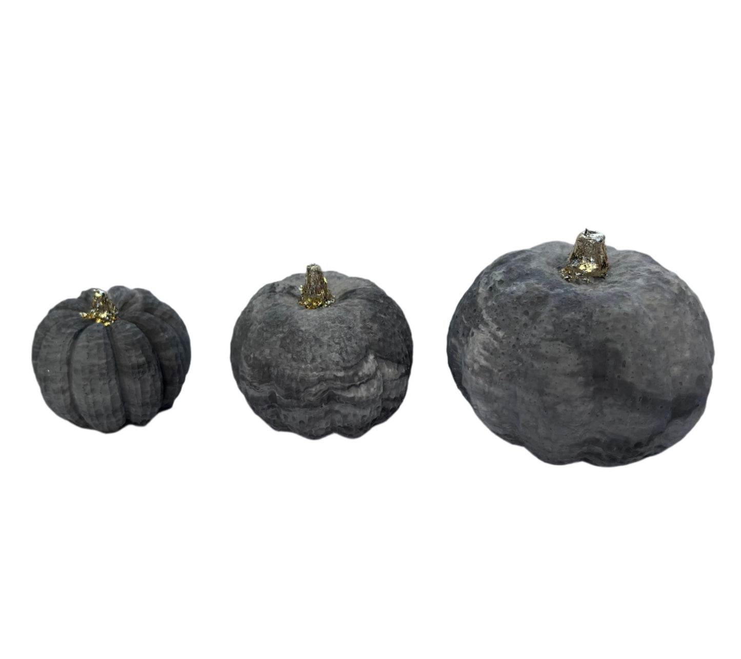 Halloween Small Set of Pumpkins in charcoal marbled.