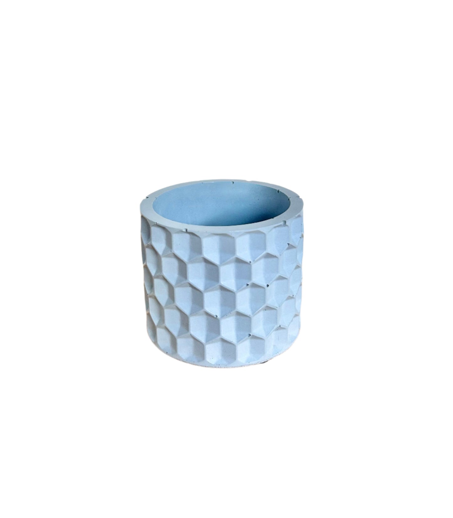 Honeycomb planter in ice blue. Love Nene cement planters.