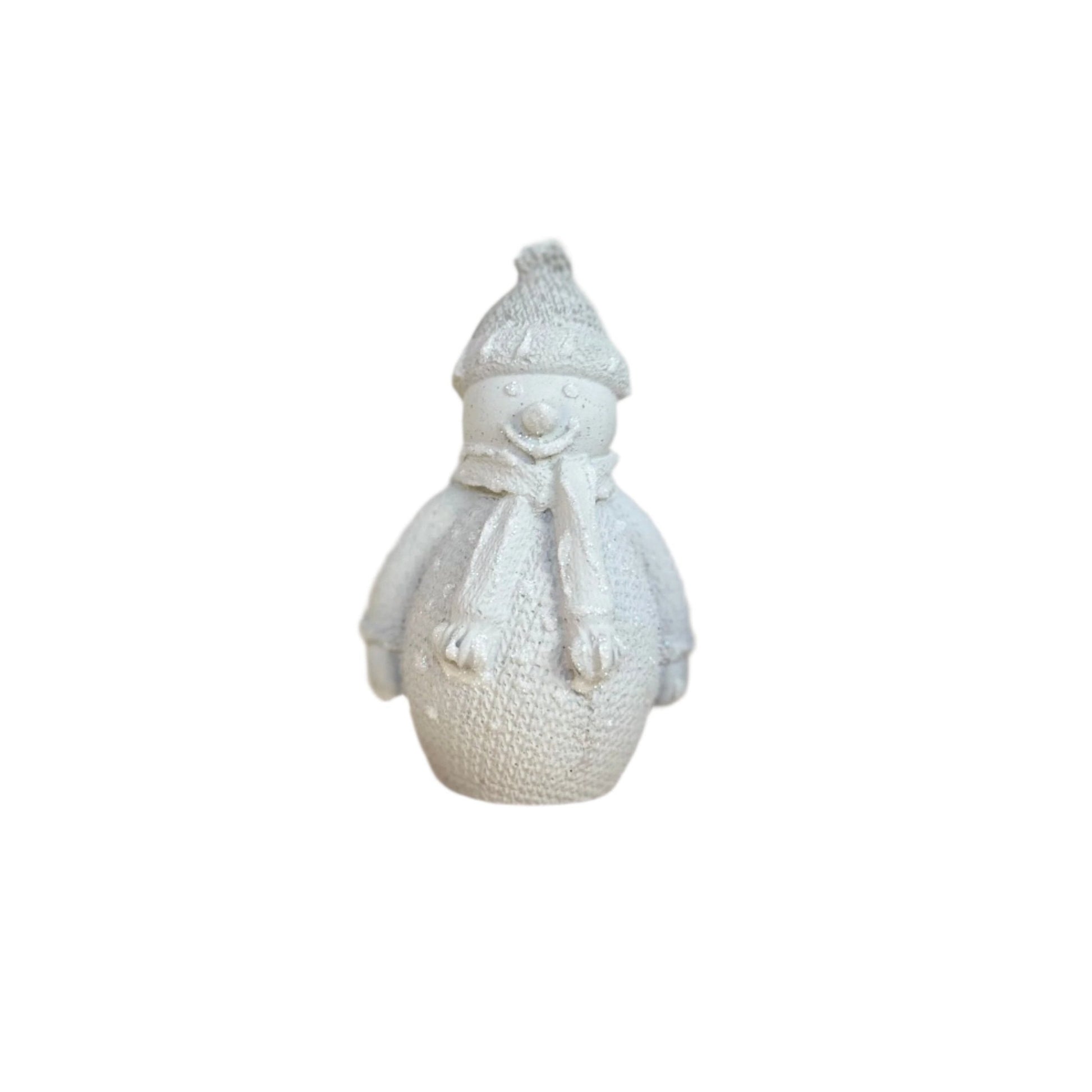 Cement Winter Snowman with scarf, in cream. Love Nene concrete snowman decor. 