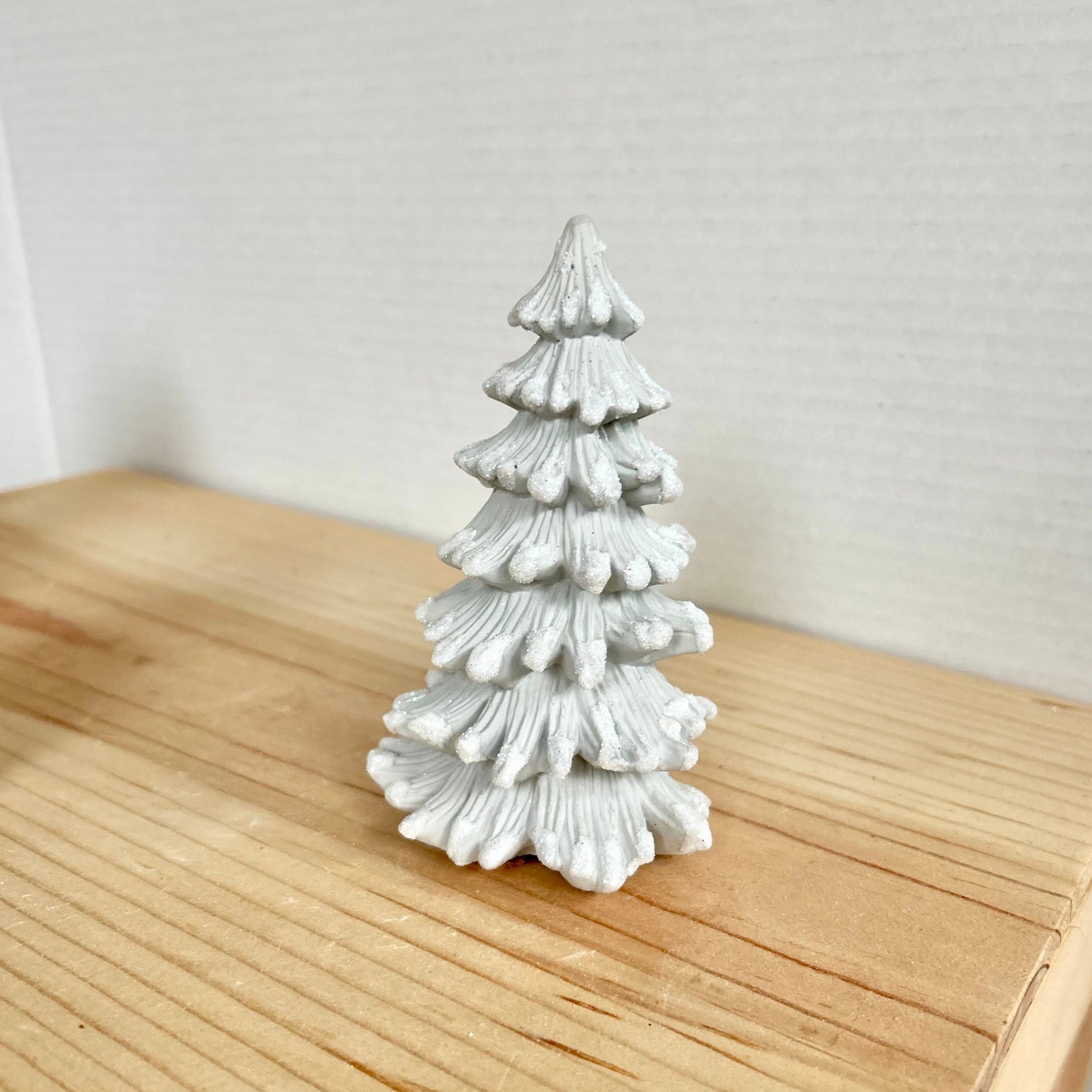 Balsam fir Cement Tree in cream. Cement Christmas Tree Figurines.