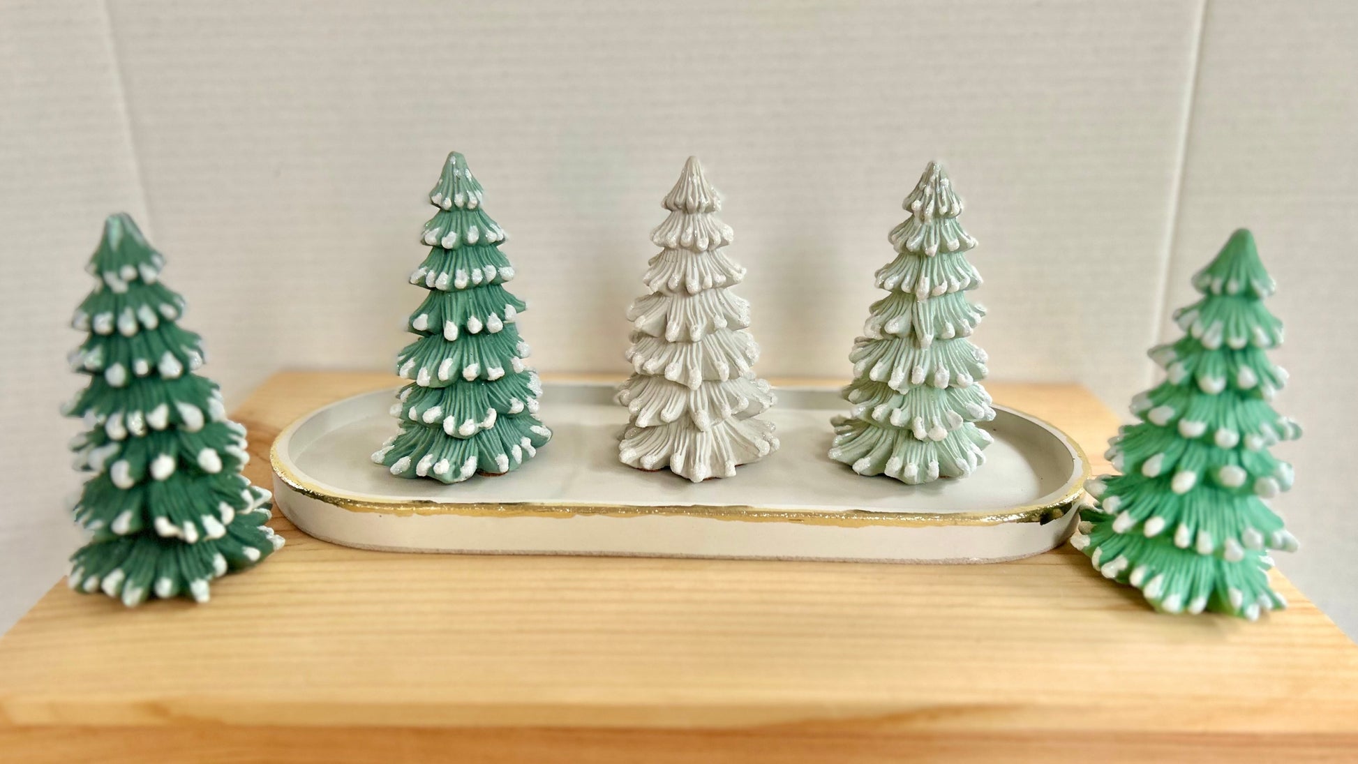 Balsam fir Cement Trees. Cement Christmas Tree Figurines.