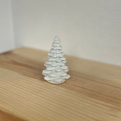 Norway Spruce Cement Trees in cream with Snow details. Xmas Tree Decor by Love Nene.