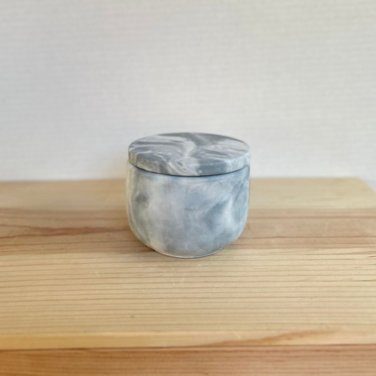 Cement Smooth Jar with Lid in marbled gray. Love Nene cement jars.