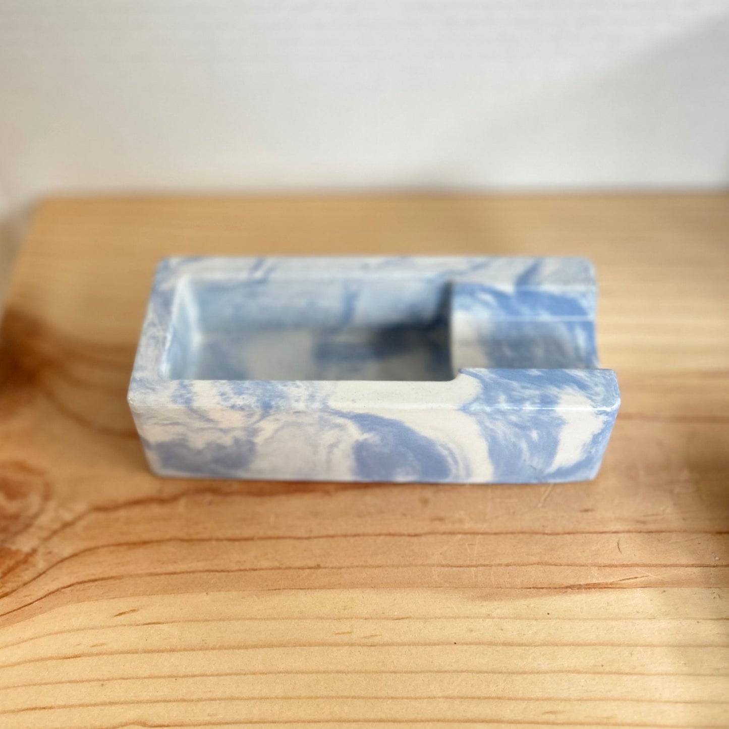 Concrete Cigar Holder in marbled ice blue. Love Nene Concrete Cigar Holders and Cigar Ash Trays.