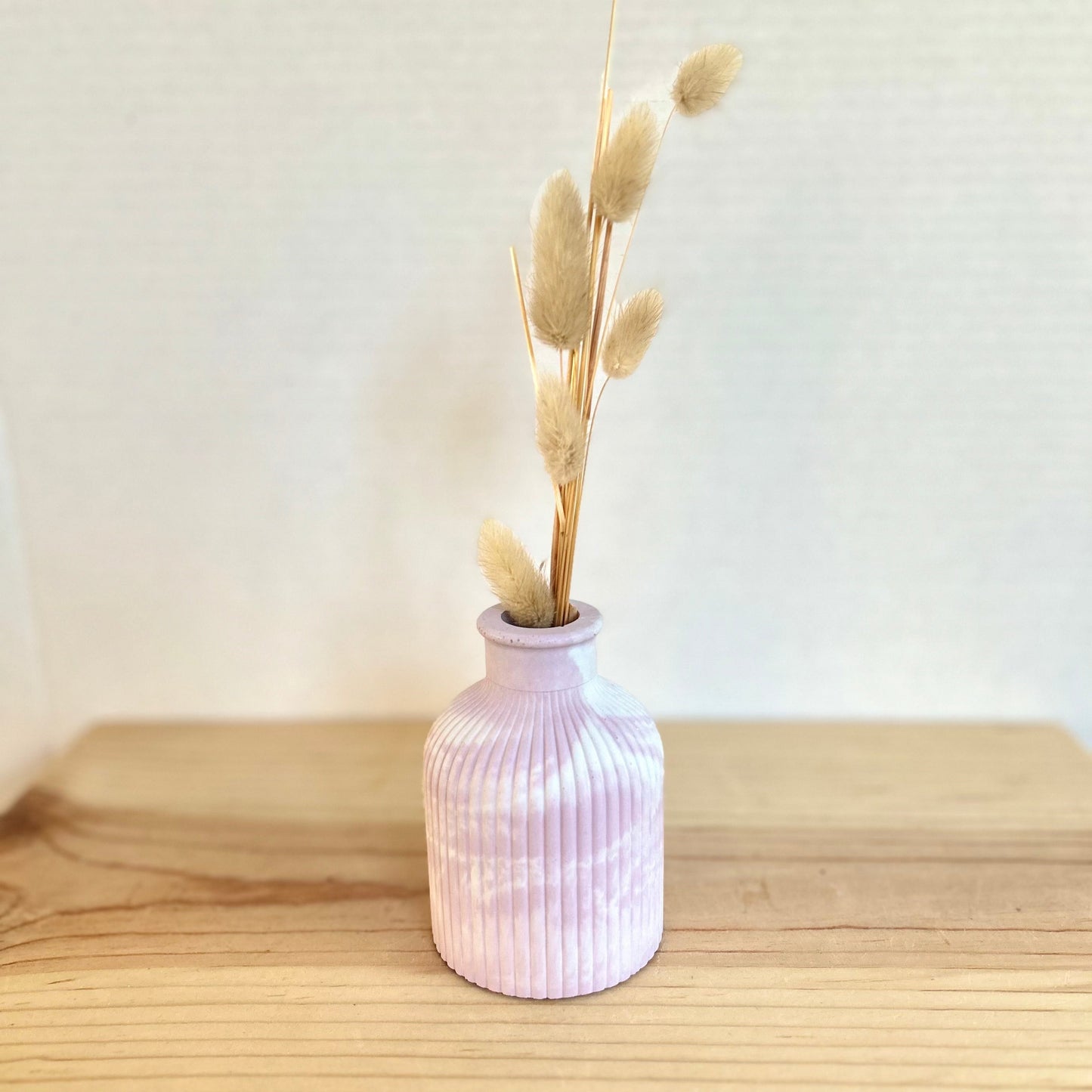 Small  striped cement vase in marbled pink.  Home decor and accessories by Love Nene.