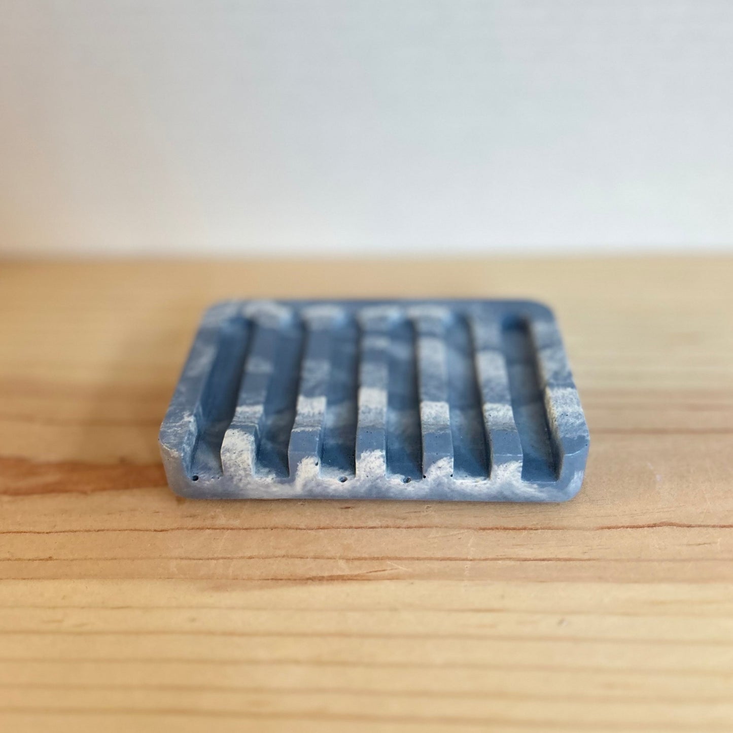 Concrete Soap Dish with Angled Drainage in Provence blue. Sponge holders and soap dishes by Love Nene. 