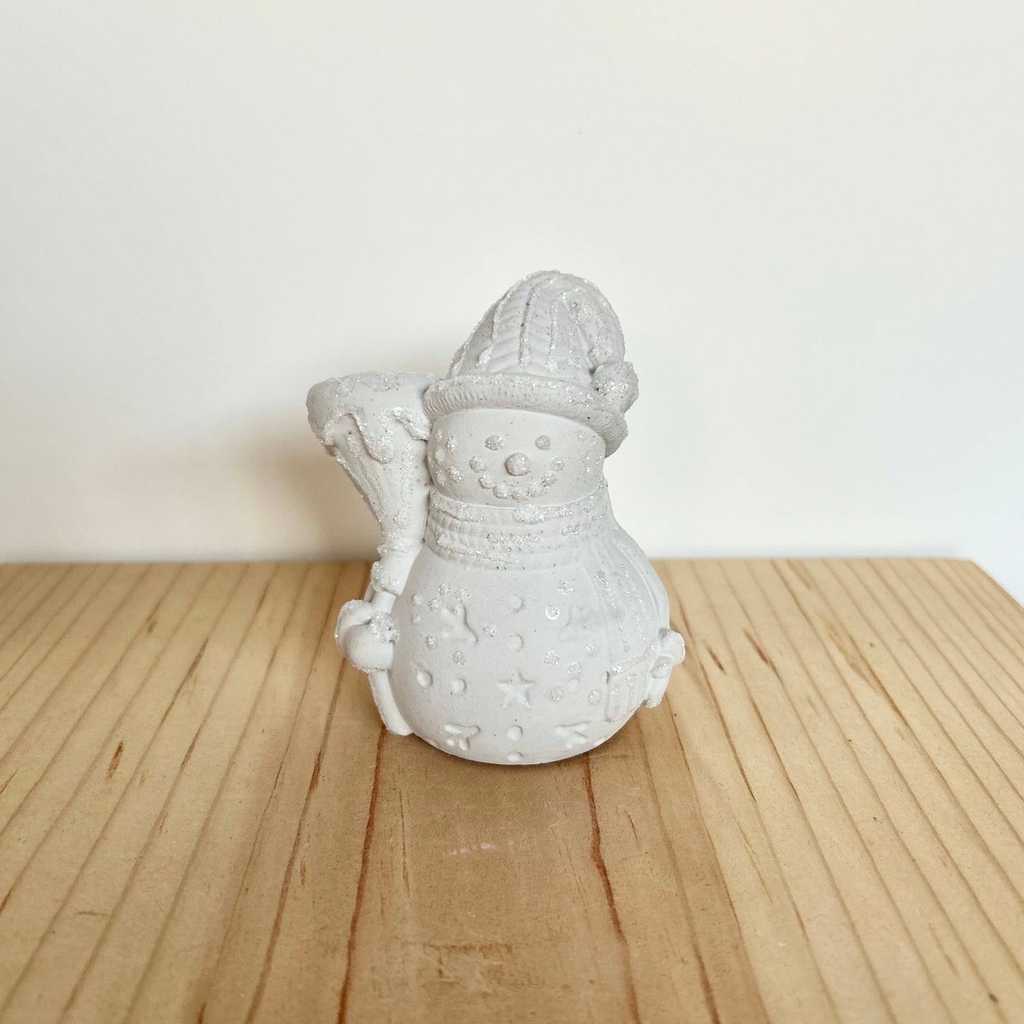 Cement Frosty Snowman Figurine in cream. Love Nene Concrete Snowmen & Christmas decor. 