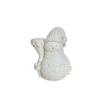 Cement Frosty Snowman Figurine in cream. Love Nene Concrete Snowmen & Christmas decor. 