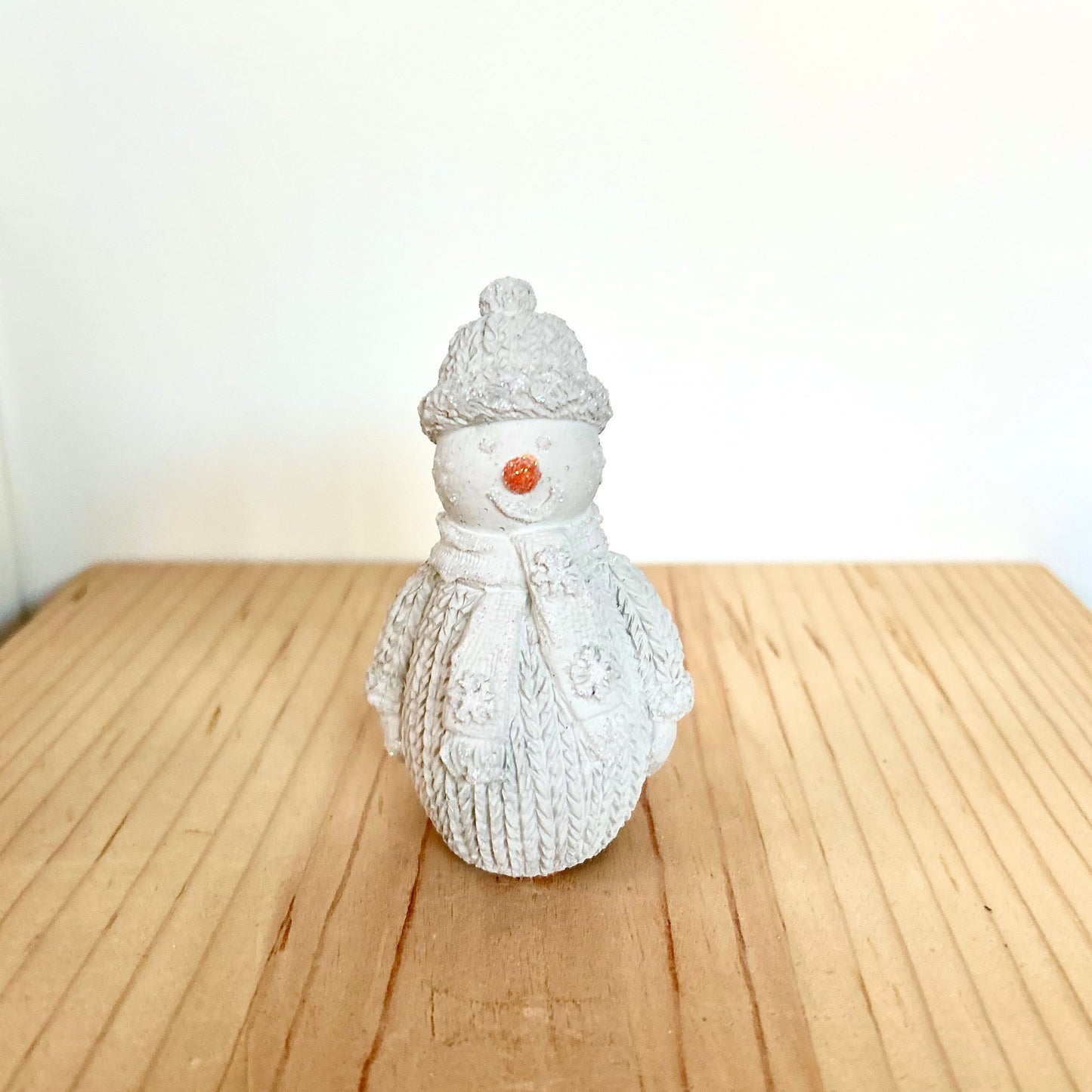 Cement Winter Snowman with snowflake scarf, in cream. Love Nene concrete snowman decor. 