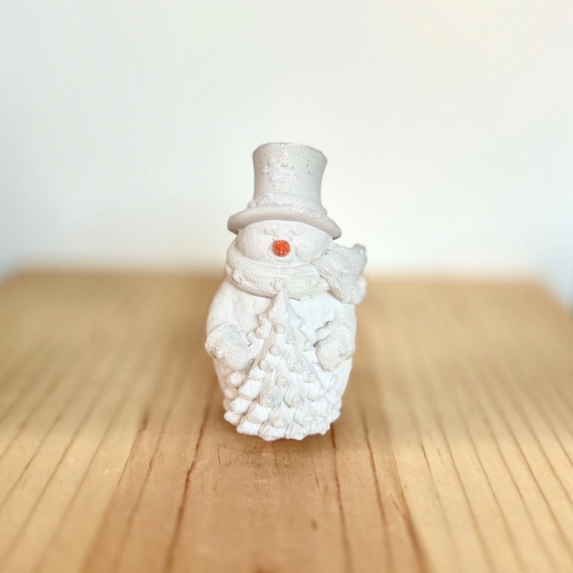 Cement Christmas Snowman in cream. Love Nene Concrete Snowmen & Christmas decor. 