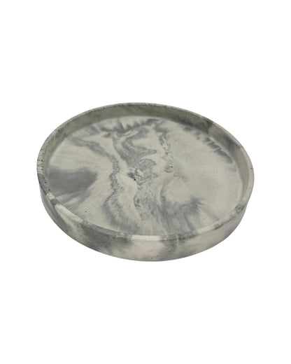  Small Cement Round Tray in grey and white marbled design zoomed out