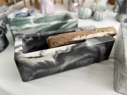 Concrete Cigar Holder in marbled black. Love Nene Concrete Cigar Holders and Cigar Ash Trays.