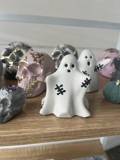 Halloween Sheet Ghost Figurine with Stitches