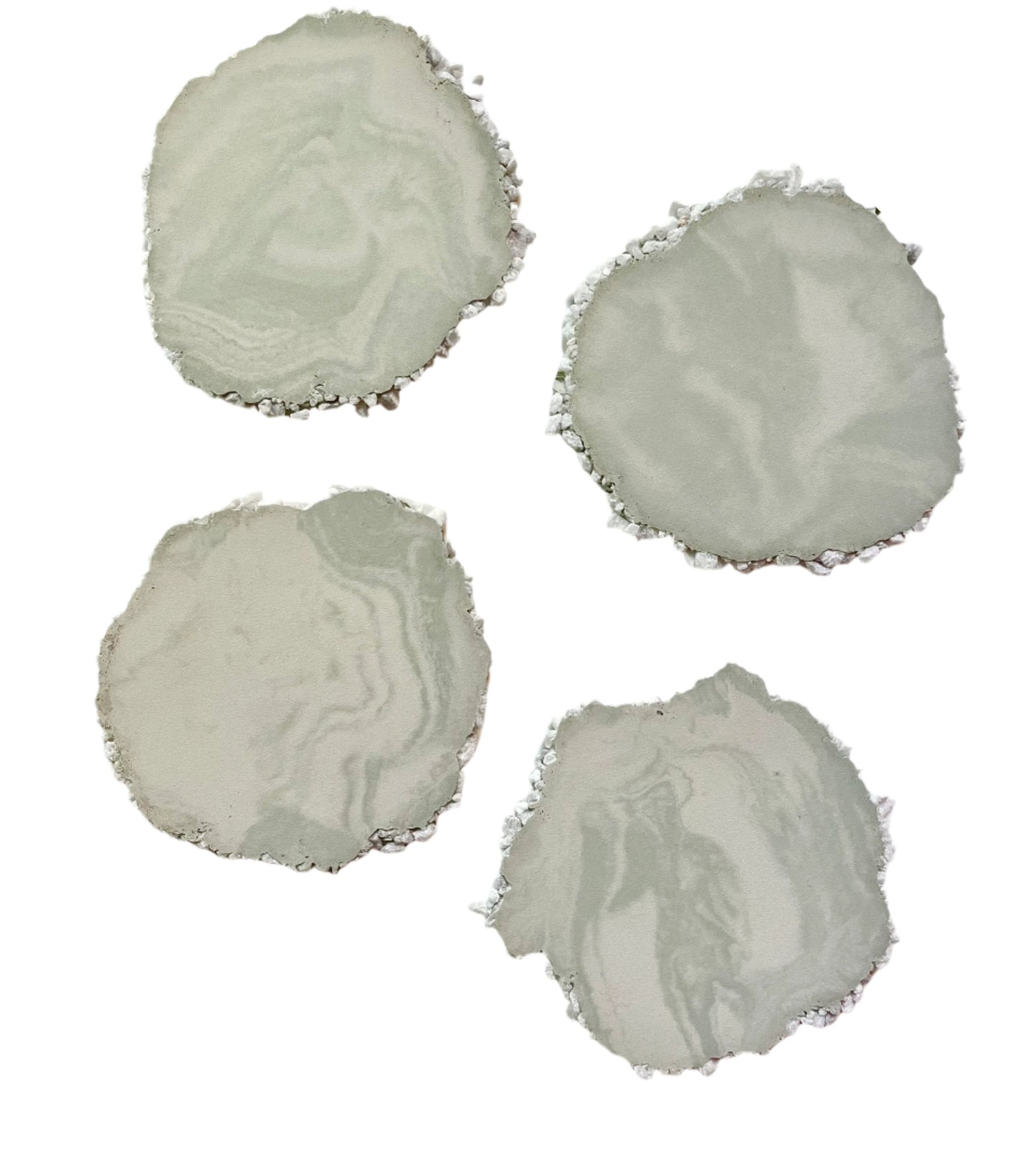 Cement Coaster set in marbled Light Green. 