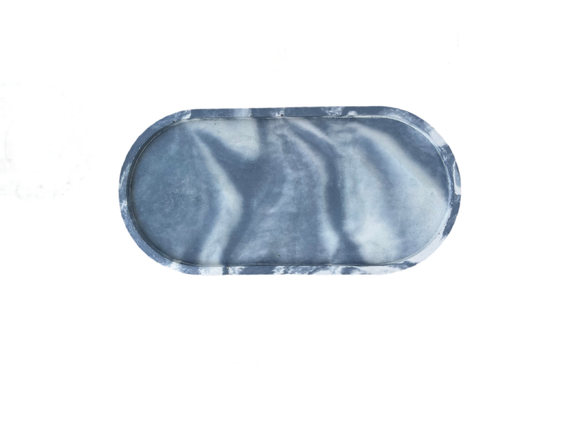 Cement Oval Jewelry Tray. Love Nene Catch All Oval Tray in marbled dark blue.